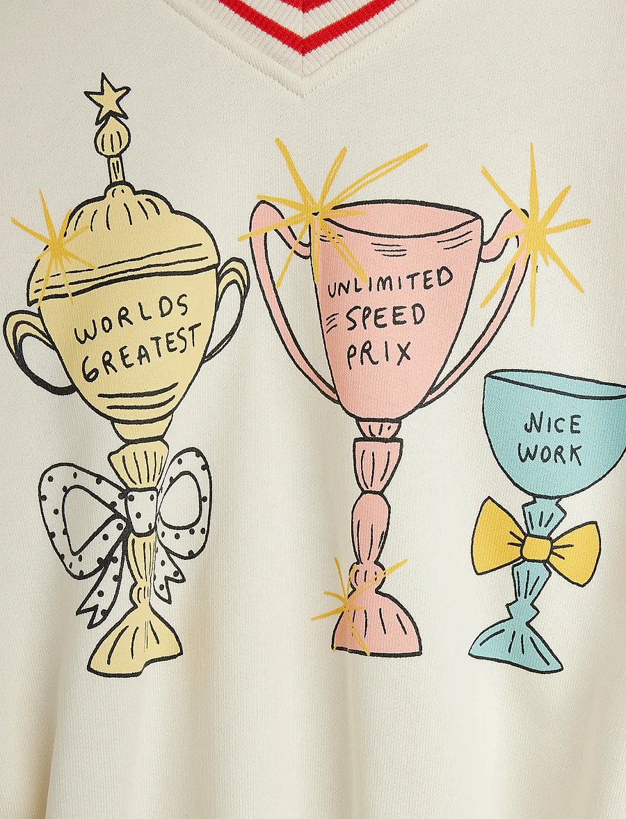 Mini Rodini - Trophies sp v-neck sweatshirt - sweatshirts - white - 3