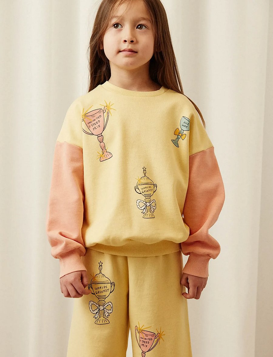Mini Rodini - Trophies sp sweatshirt - sweatshirts - yellow - 0