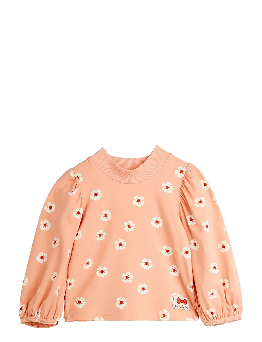 Mini Rodini - Flowers aop balloon sleeve top - langärmelig - pink - 1