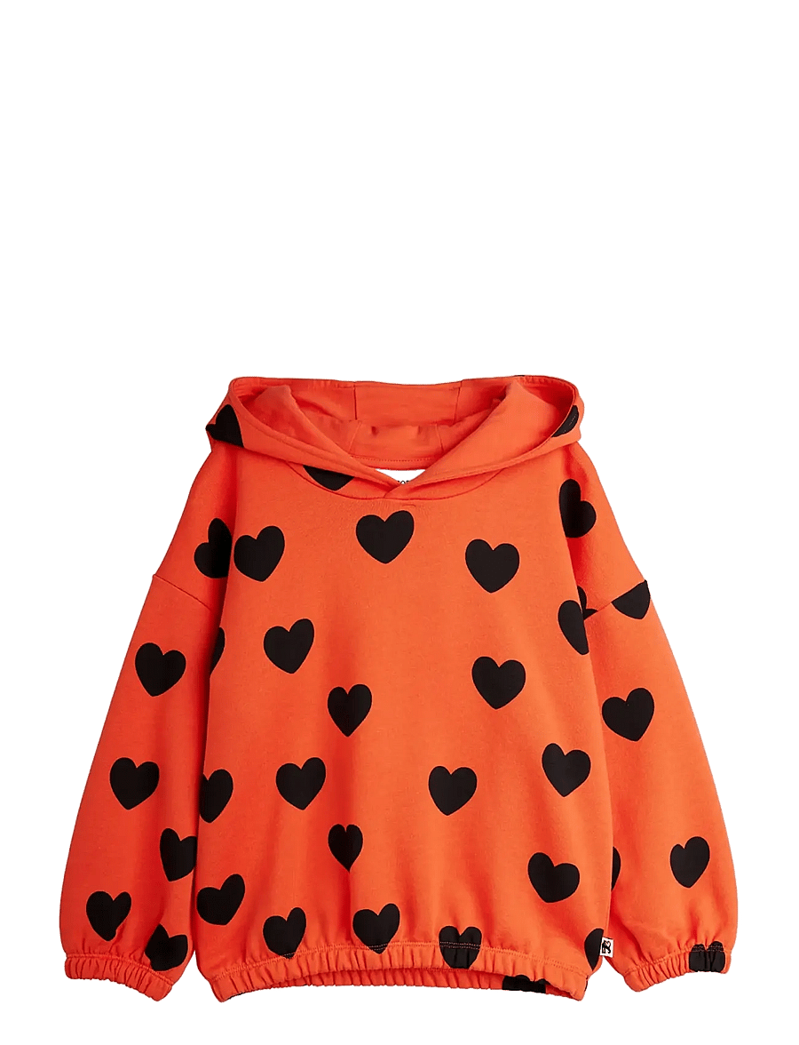 Mini Rodini - Hearts aop hoodie - kapuzenpullover - red - 1