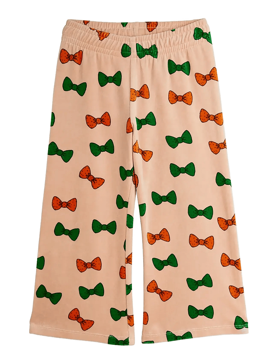 Mini Rodini - Bows aop velour trousers - jogginghosen - pink - 1
