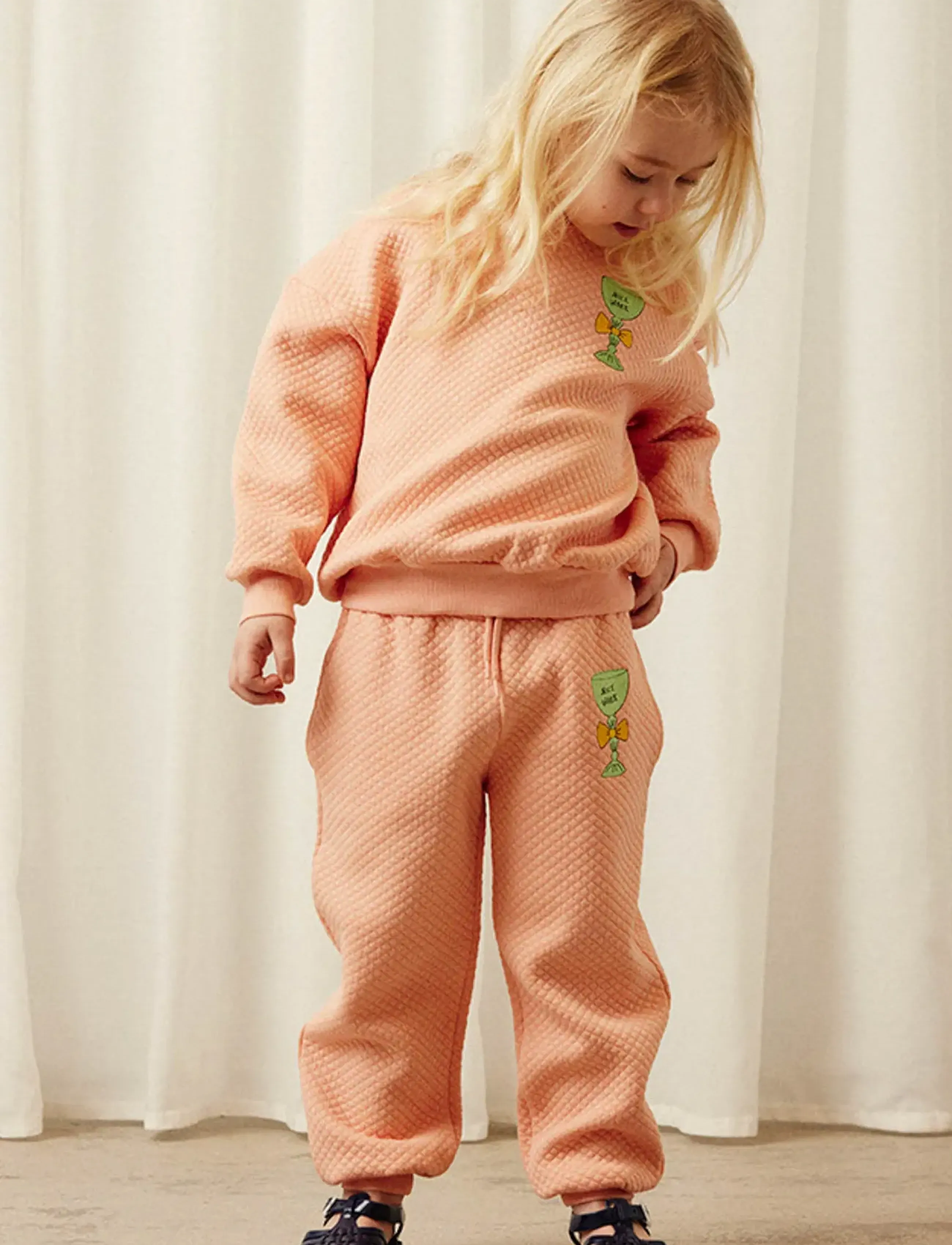 Mini Rodini Trophy emb quilted sweatpants - Hosen - PINK / pink/rose