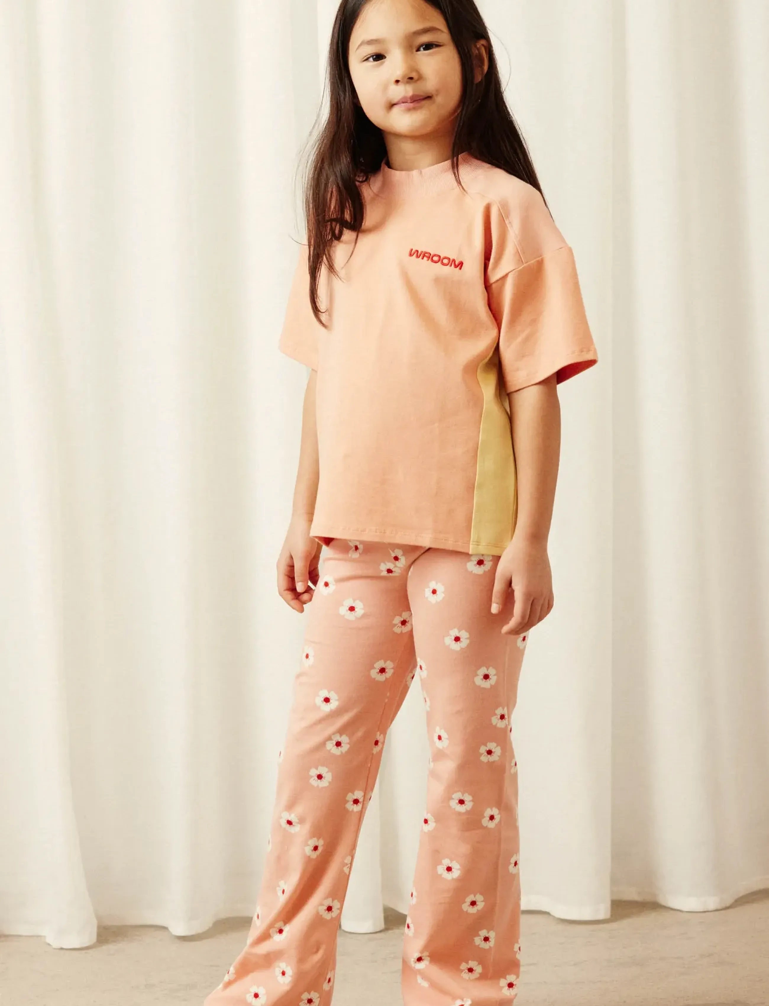 Mini Rodini Flowers aop flared trousers - Hosen - PINK / pink/rose