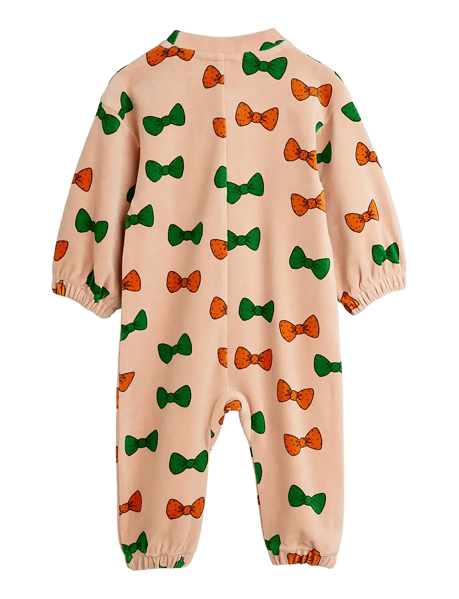 Mini Rodini - Bows aop velour baby onesie - jumpsuits - pink - 2