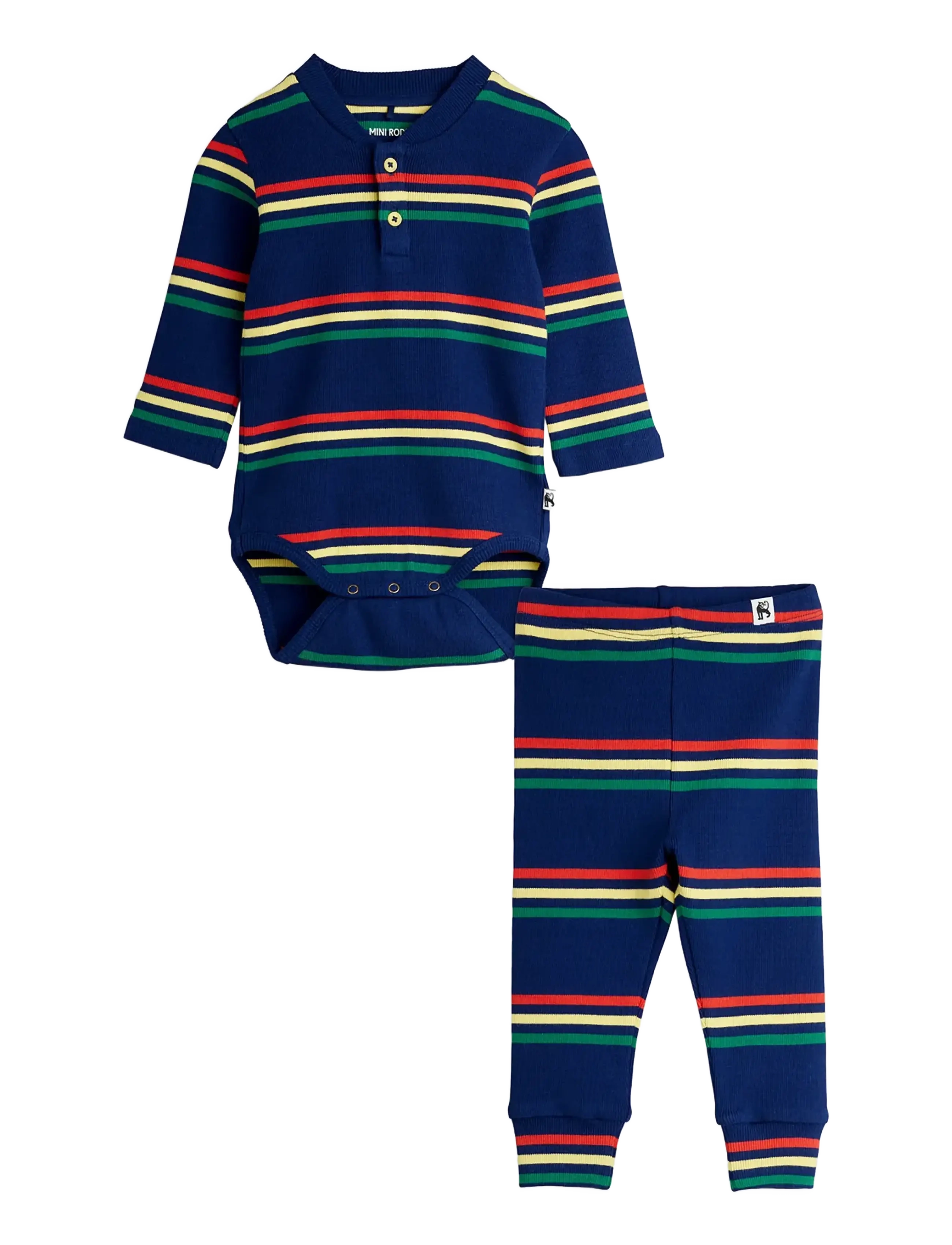 Mini Rodini Multi color stripe ls baby set - Sets mit Body - MULTI / navy