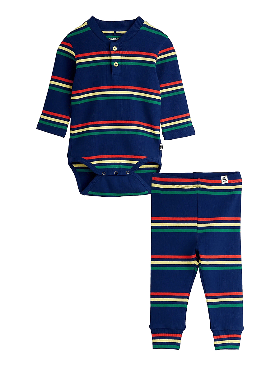 Mini Rodini - Multi color stripe ls baby set - sets mit body - multi - 0