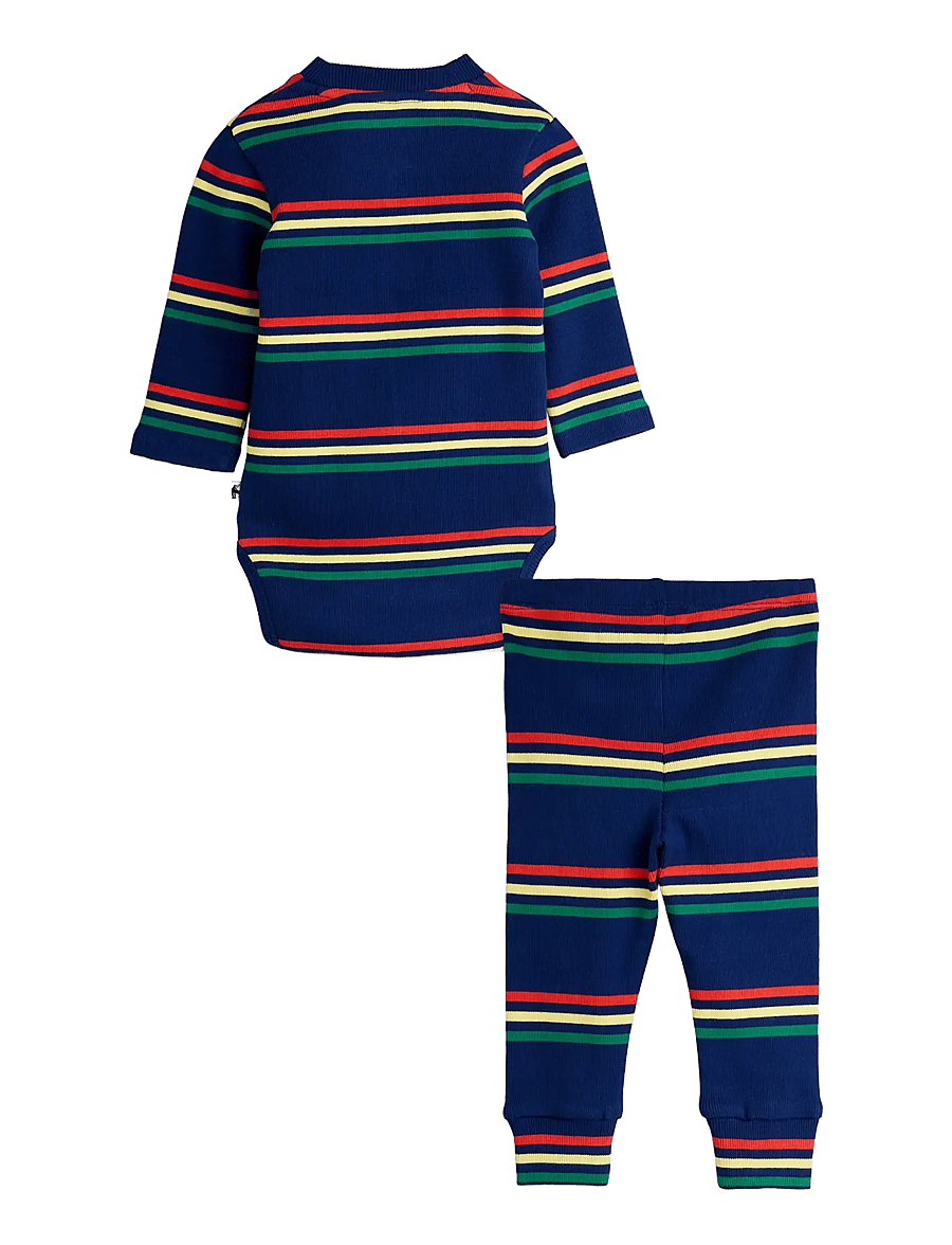 Mini Rodini - Multi color stripe ls baby set - sets mit body - multi - 1