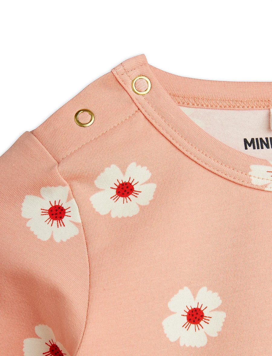 Mini Rodini - Flowers aop ls body - long-sleeved bodies - pink - 4