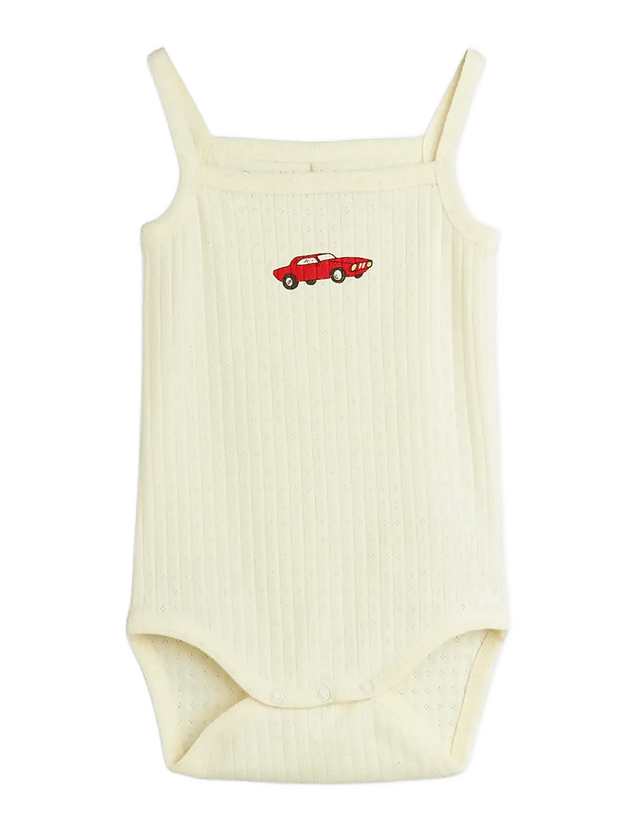 Mini Rodini - Car sp pointelle tank body - Ärmellose bodys - white - 0