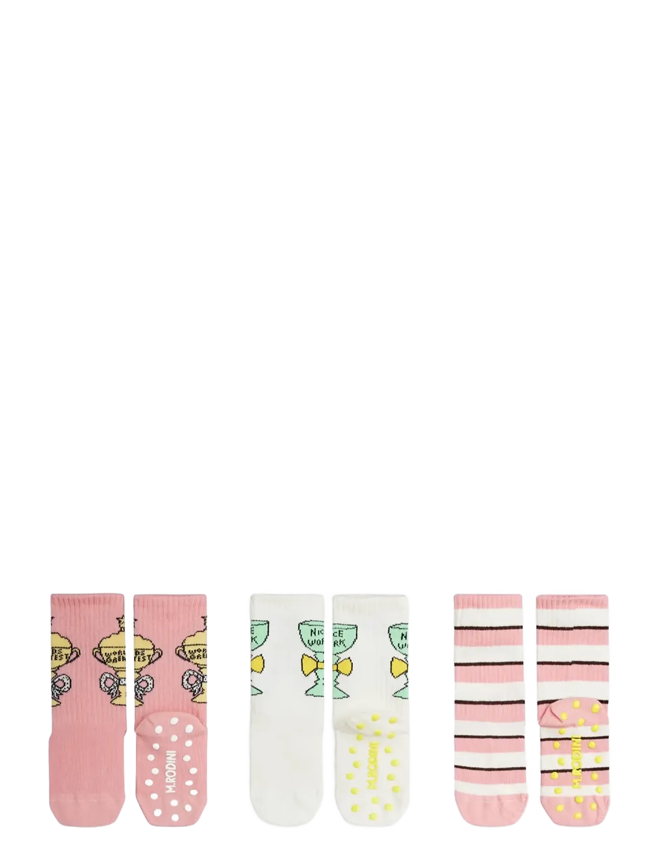 Mini Rodini Trophy 3-pack anti-slip socks - Libisemisvastased sokid - MULTI / pink/rose