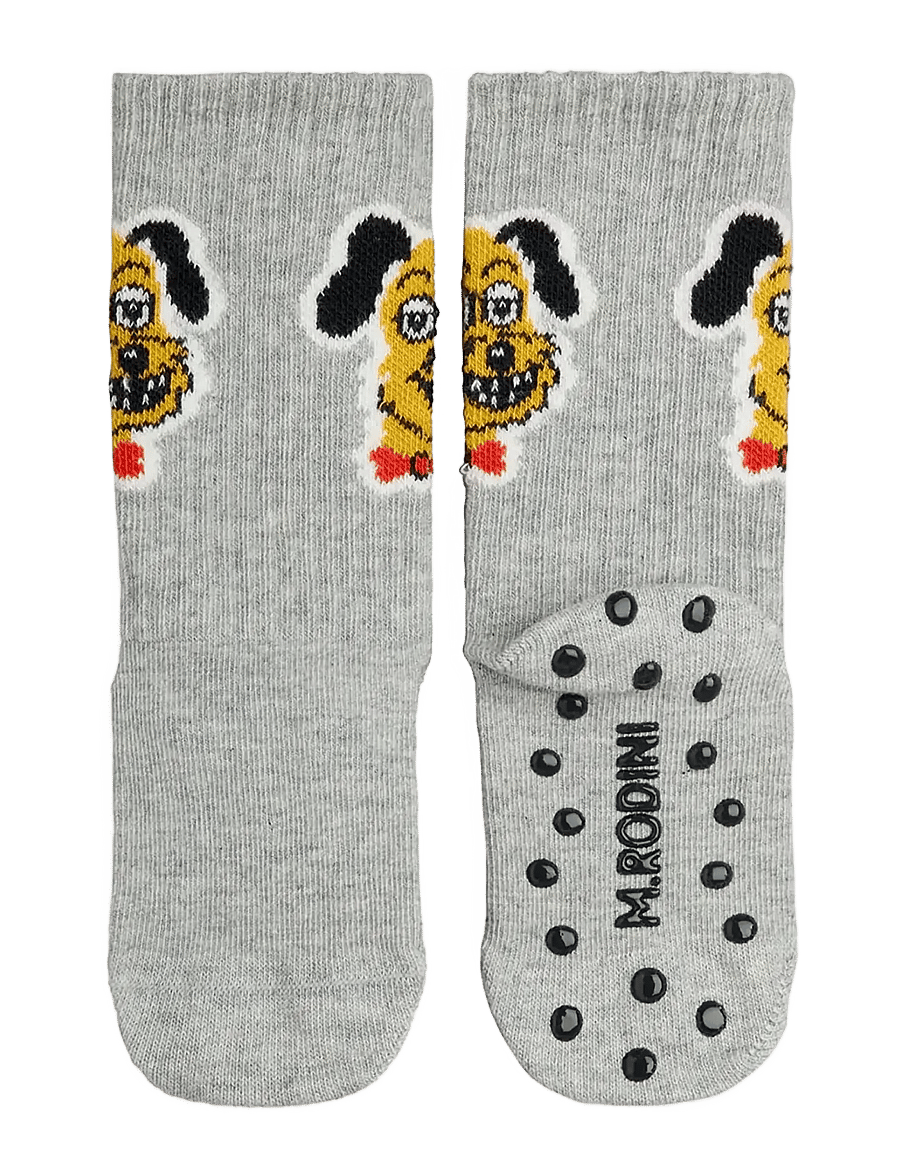 Mini Rodini - Dog 1-pack anti-slip socks - libisemisvastased sokid - grey melange - 0