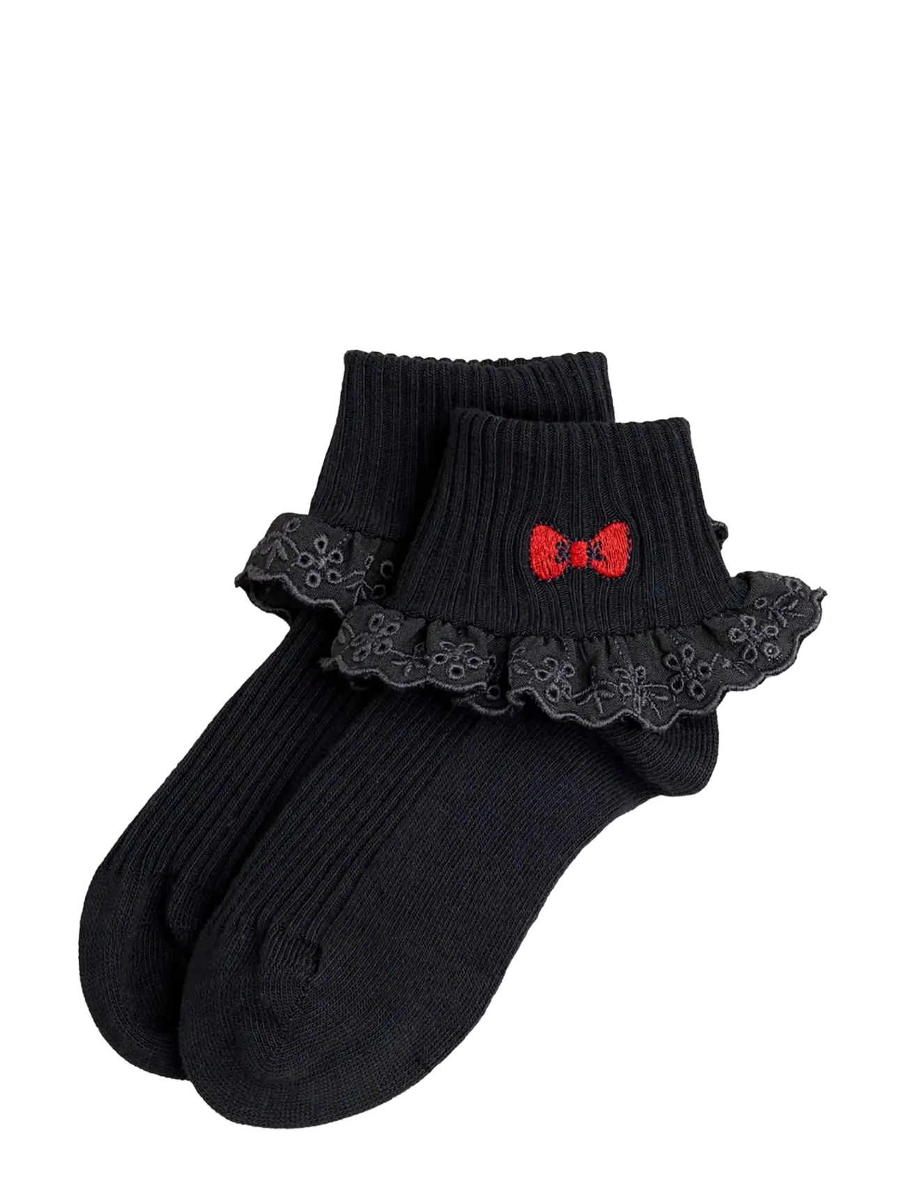 Mini Rodini Bow 1-pack lace socks - Strømper - BLACK / black