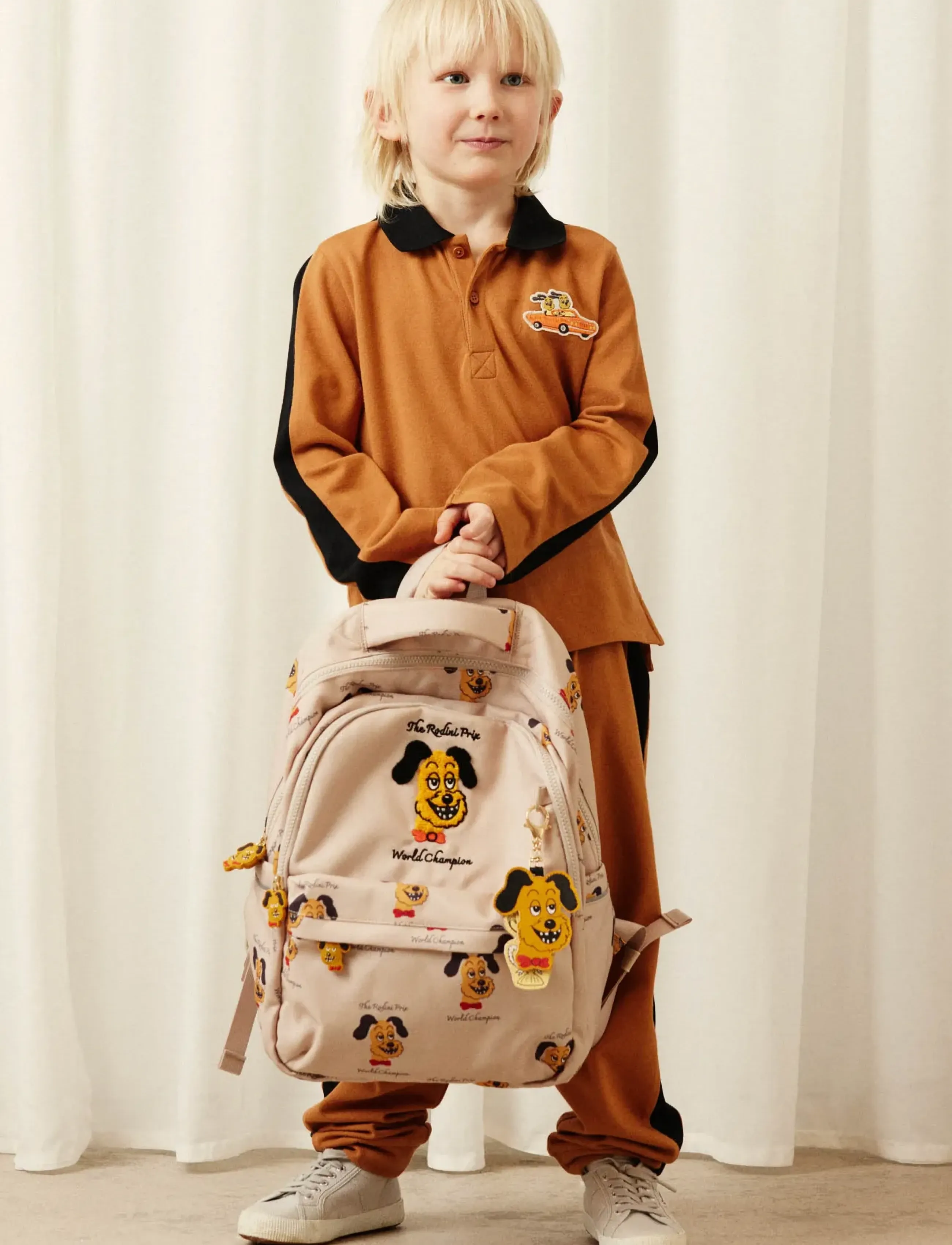 Mini Rodini - Rodini prix aop school backpack - backpacks - beige - 0