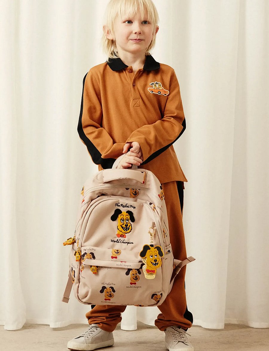 Mini Rodini - Rodini prix aop school backpack - backpacks - beige - 0