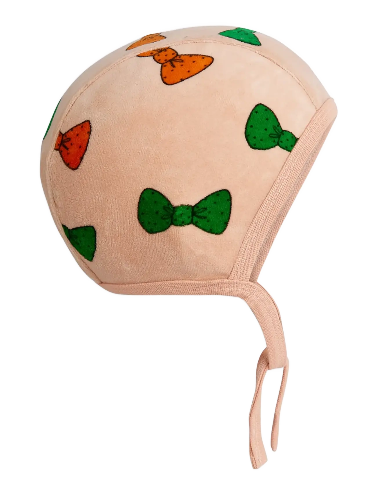 Mini Rodini Bows aop velour baby helmet - Babymützen - PINK / pink/rose