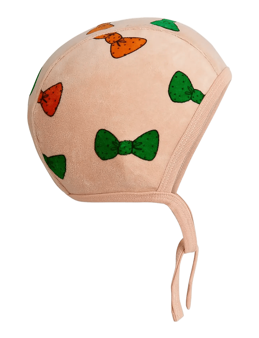 Mini Rodini - Bows aop velour baby helmet - pink - 0