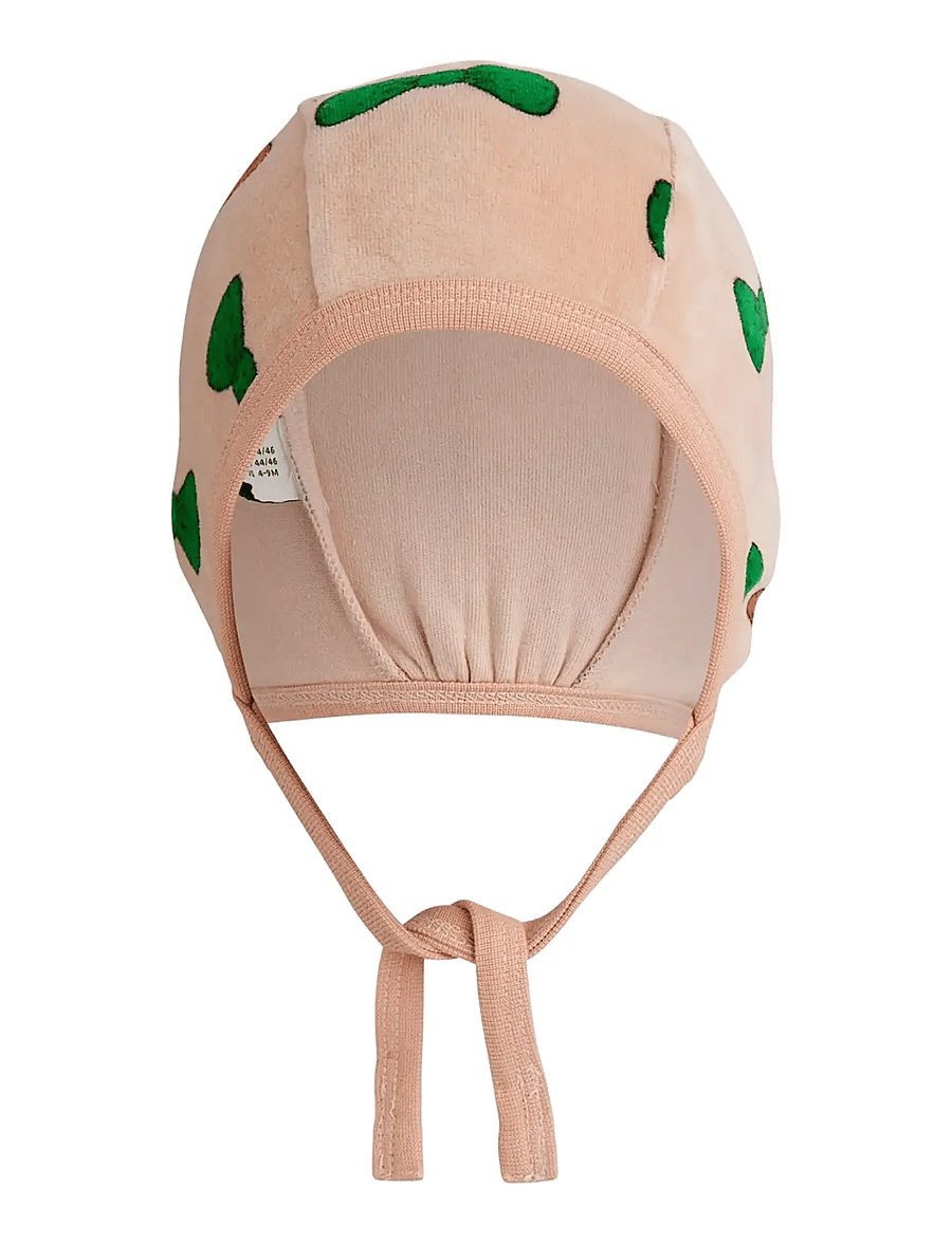 Mini Rodini - Bows aop velour baby helmet - pink - 1