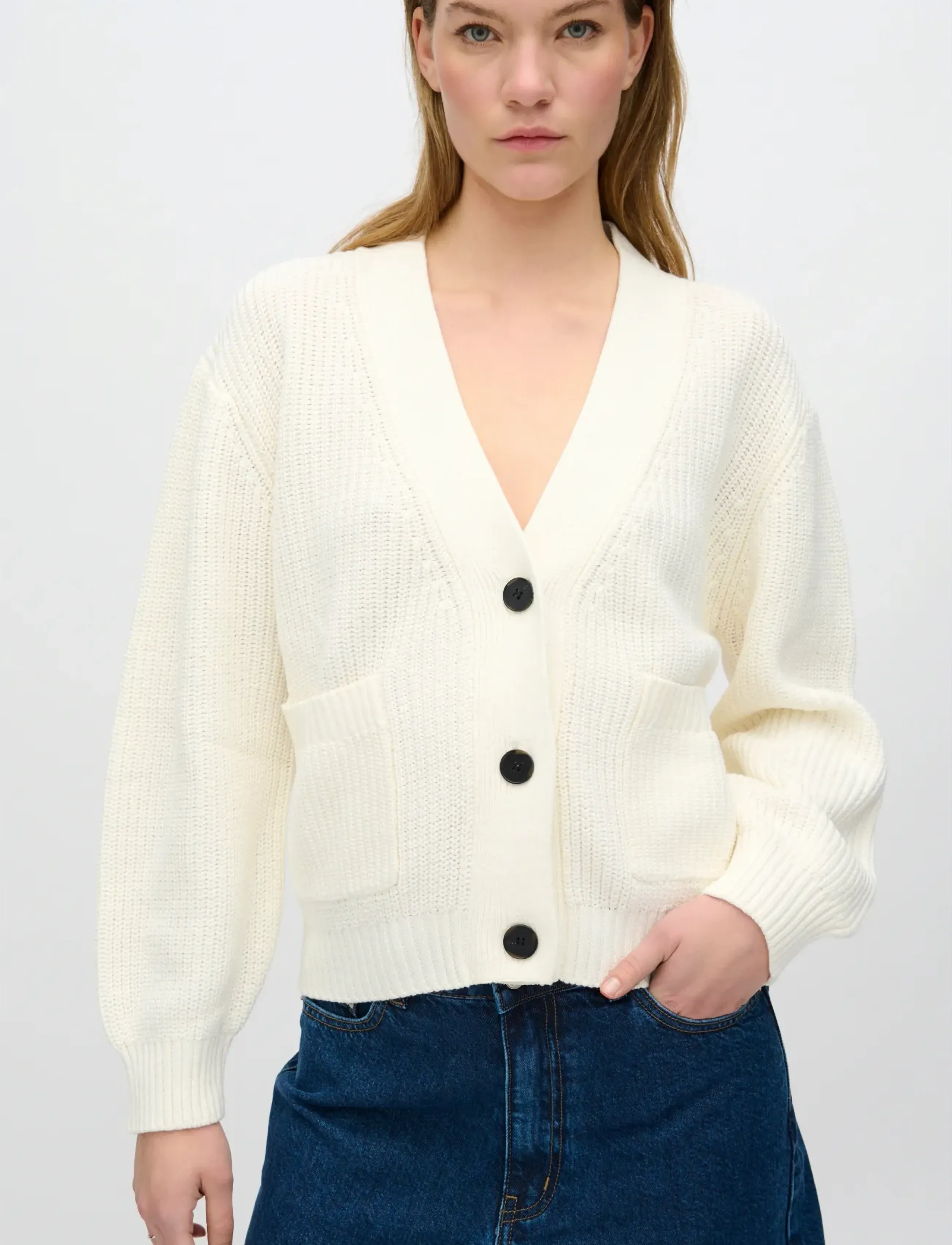 Minimum - Gala cardigan G006 GOTS - cardigans - 004 broken white - 3