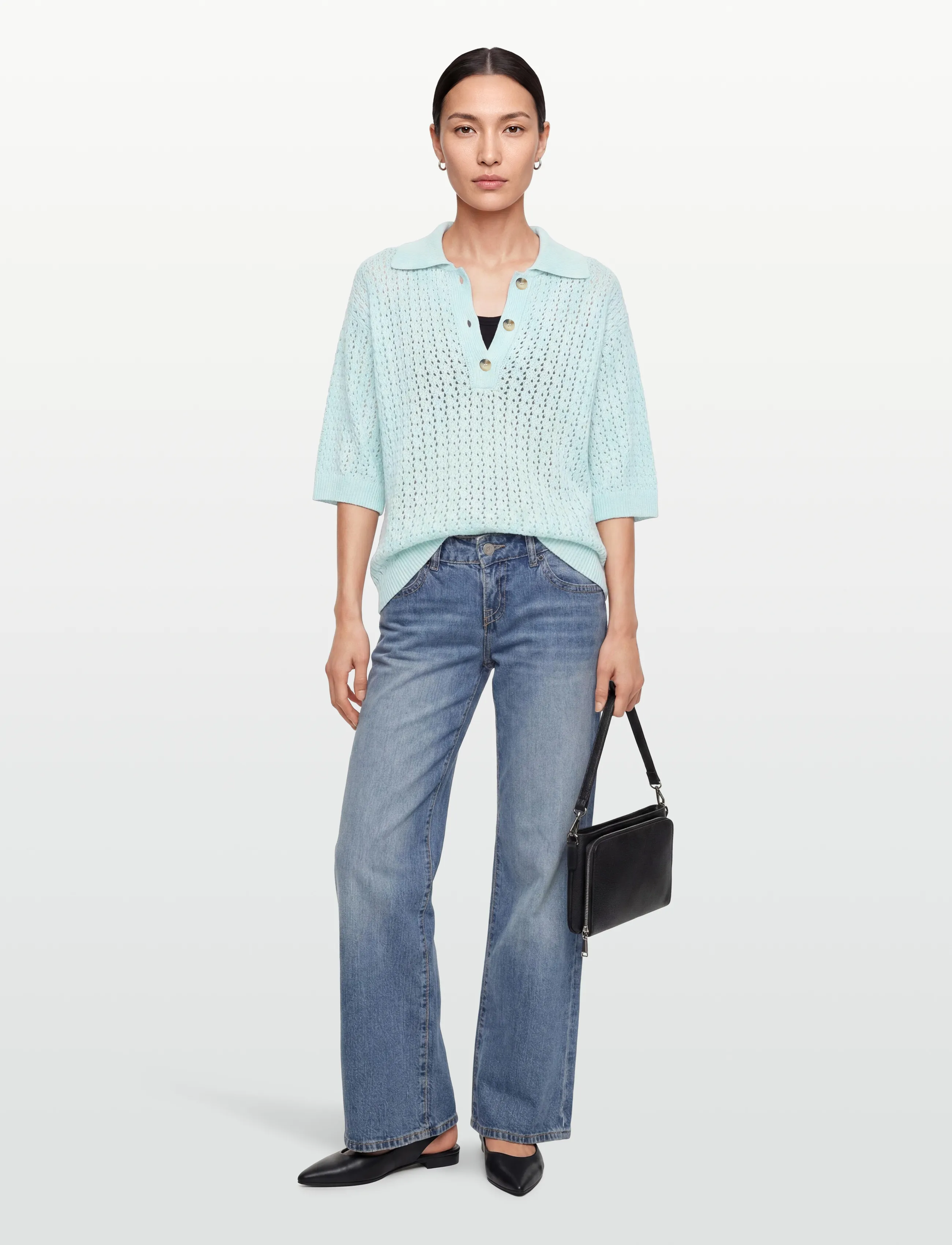 Minimum - Anabelle knit polo 4591 - polosärgid - 5204 morning mist - 0