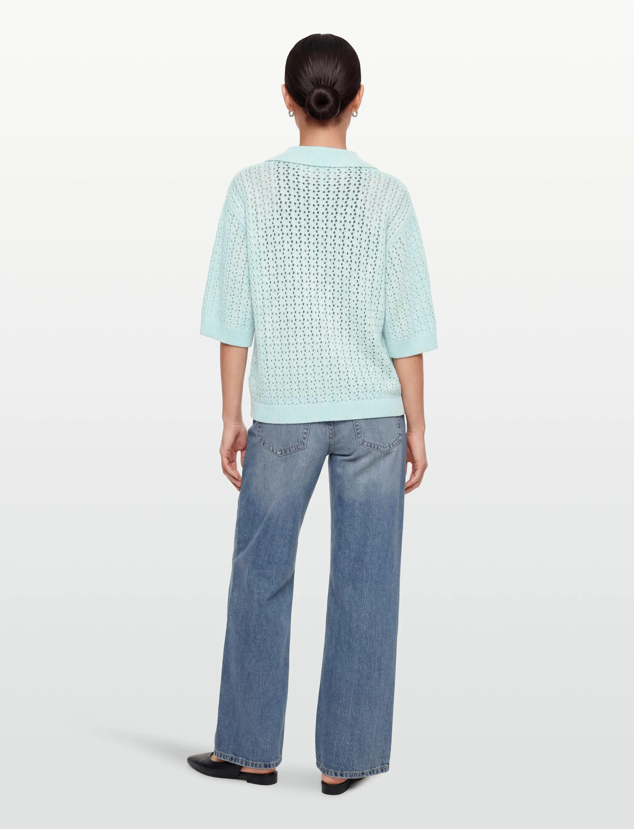 Minimum - Anabelle knit polo 4591 - polosärgid - 5204 morning mist - 4