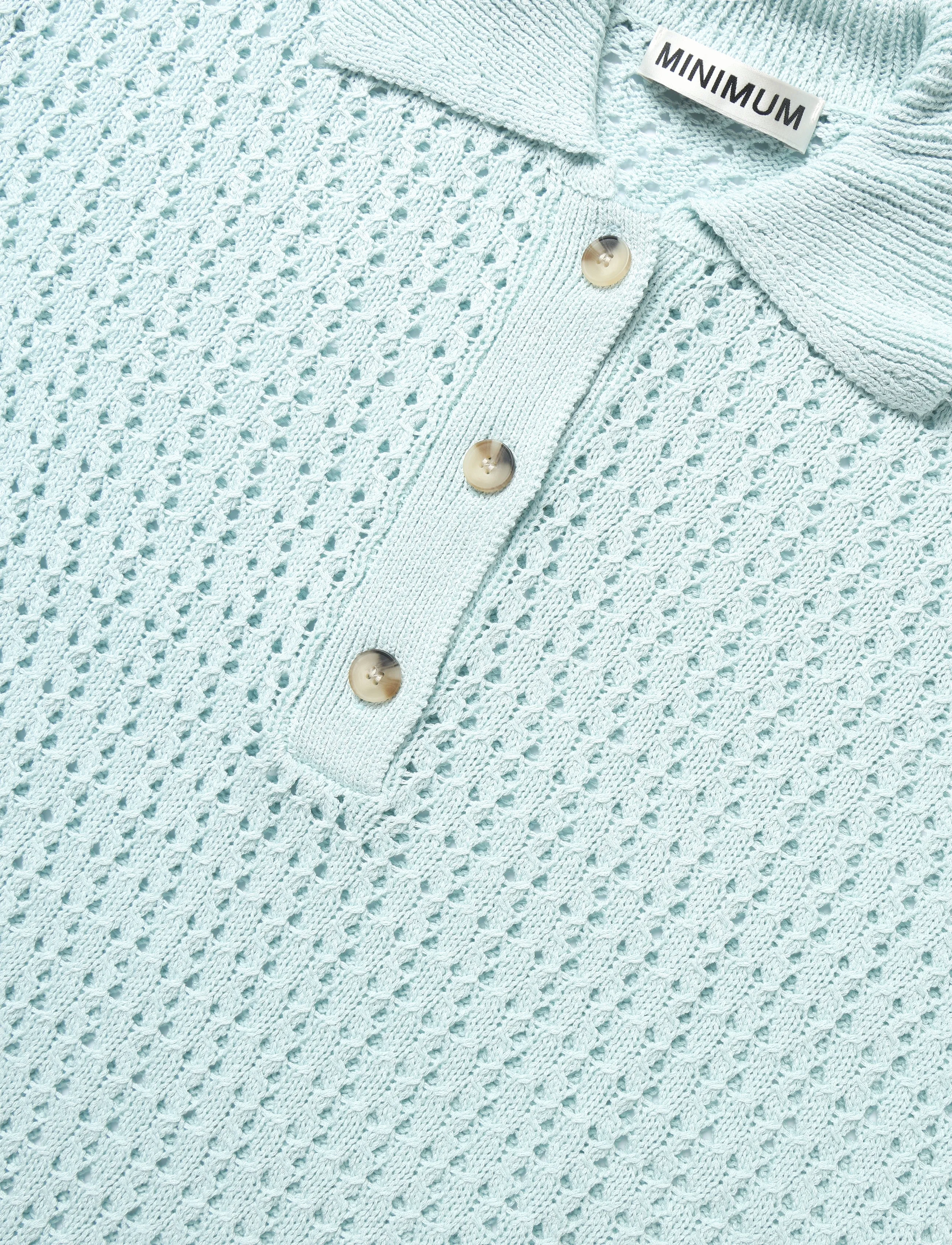 Minimum - Anabelle knit polo 4591 - polosärgid - 5204 morning mist - 5