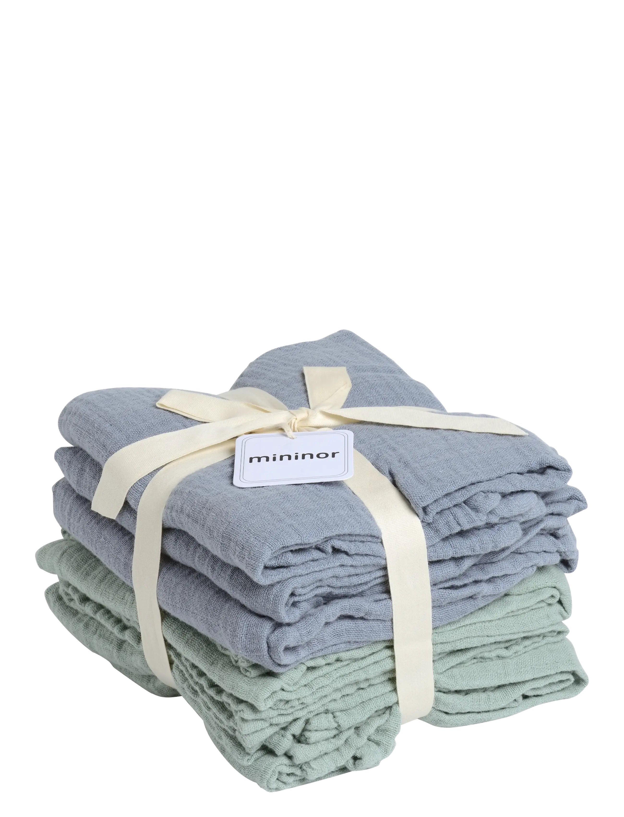 Mininor Organic Muslin Towel, grey/green 6-pack - Mininor - GREEN/GREY / grey
