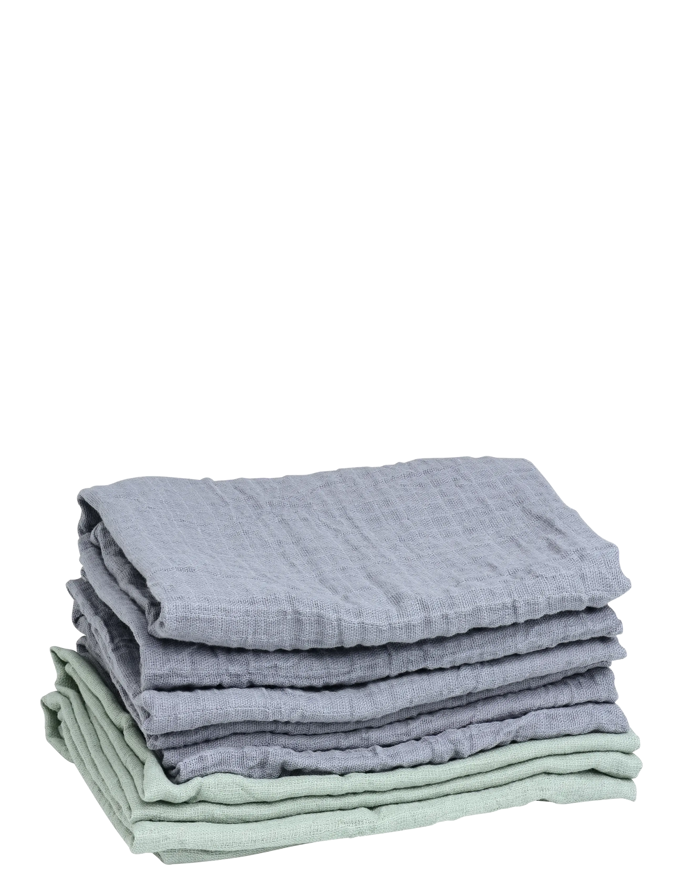 Mininor - Organic Muslin Towel, grey/green 6-pack - green/grey - 1