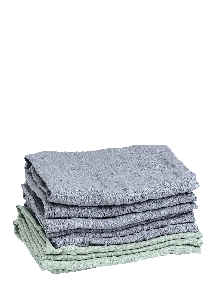 Mininor - Organic Muslin Towel, grey/green 6-pack - green/grey - 1