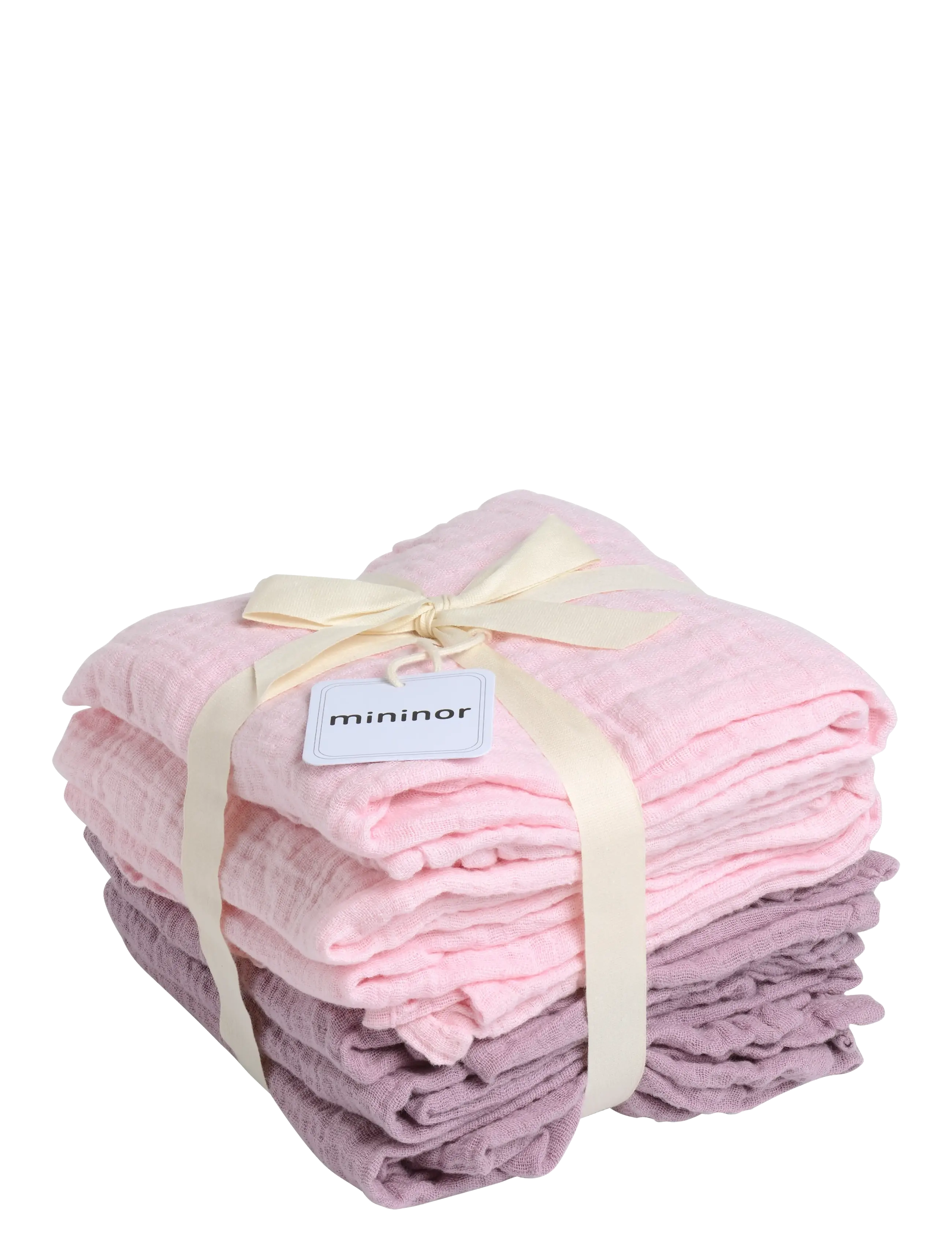 Mininor Organic Muslin Towel, Rose/Purple 6-Pack, 0 M, Pink, Muslins > Burp Cloths, Børn