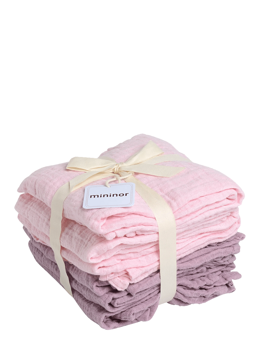 Mininor - Organic Muslin Towel, rose/purple 6-pack - rose/purple - 0