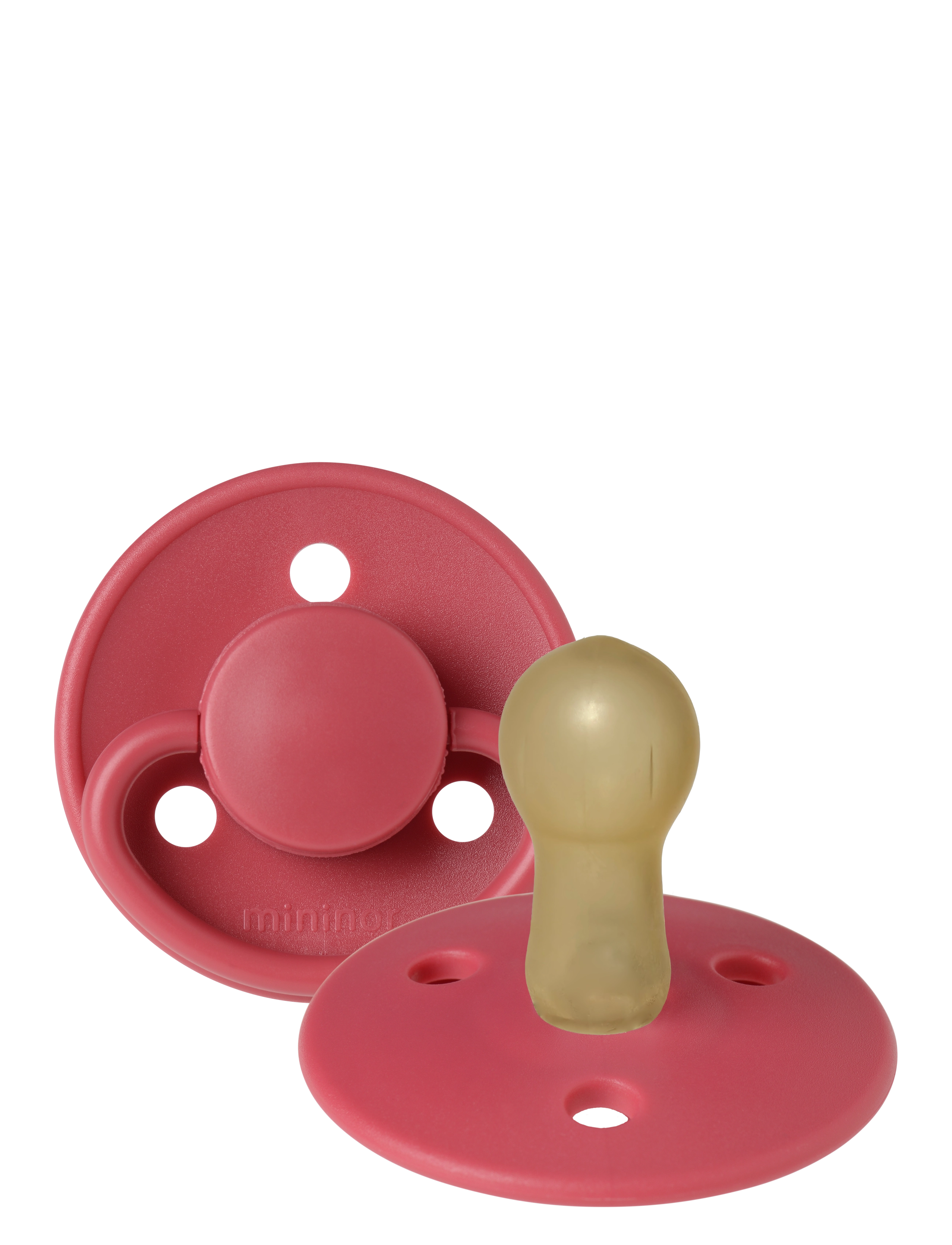 Mininor Latex Pacifier 6M "Rhubarb" 2 Pcs, Latex Sut, Pink, Str: 6 M