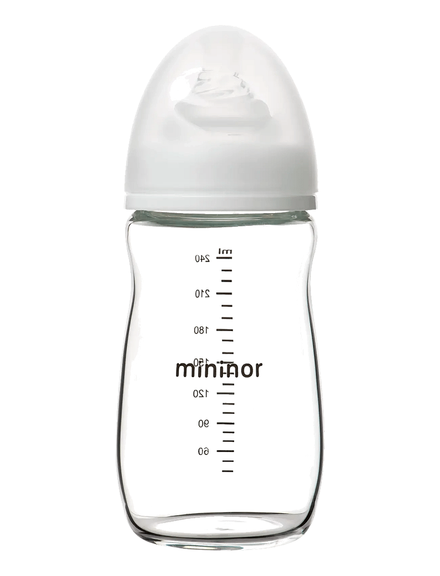 Mininor - Glass Bottle 240ml 0m - butelki dla niemowląt - white - 0