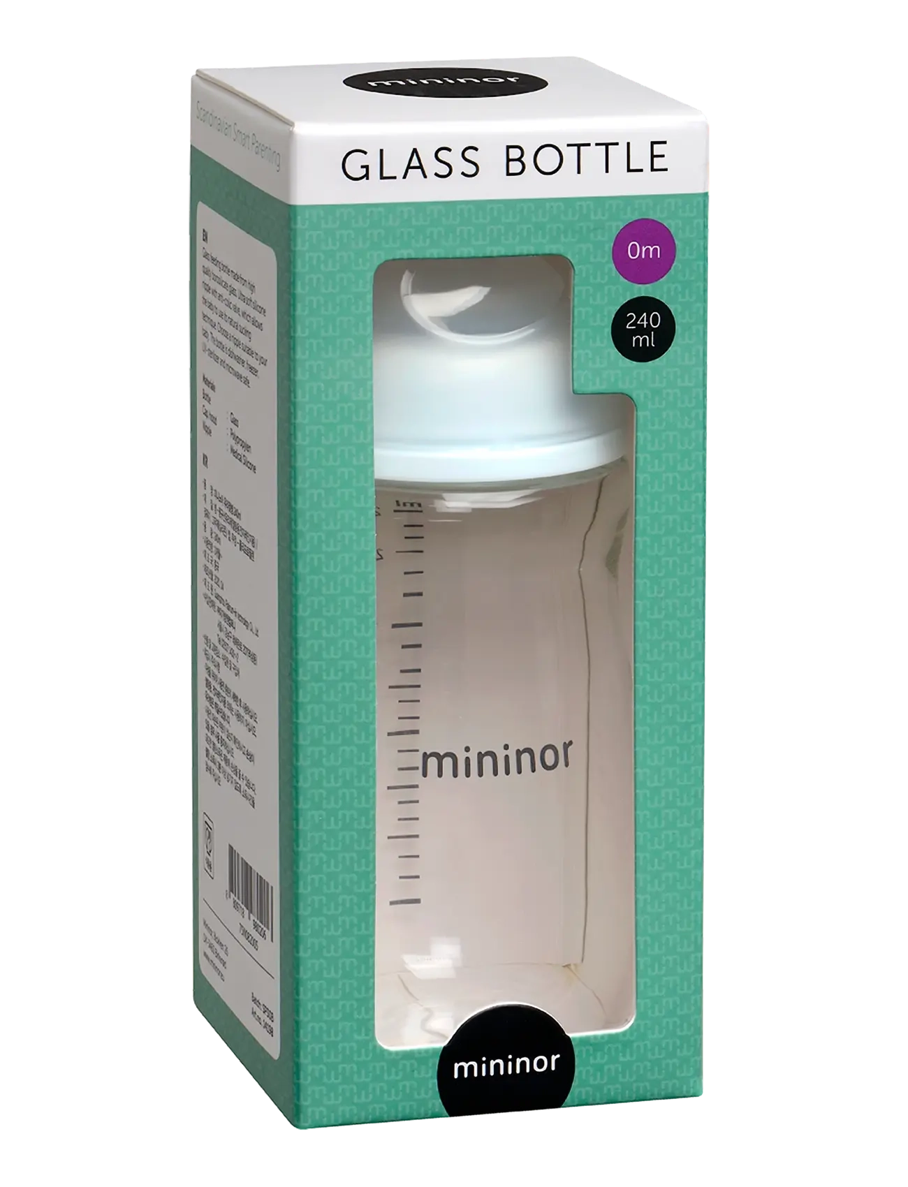 Mininor - Glass Bottle 240ml 0m - babyflaschen - white - 1