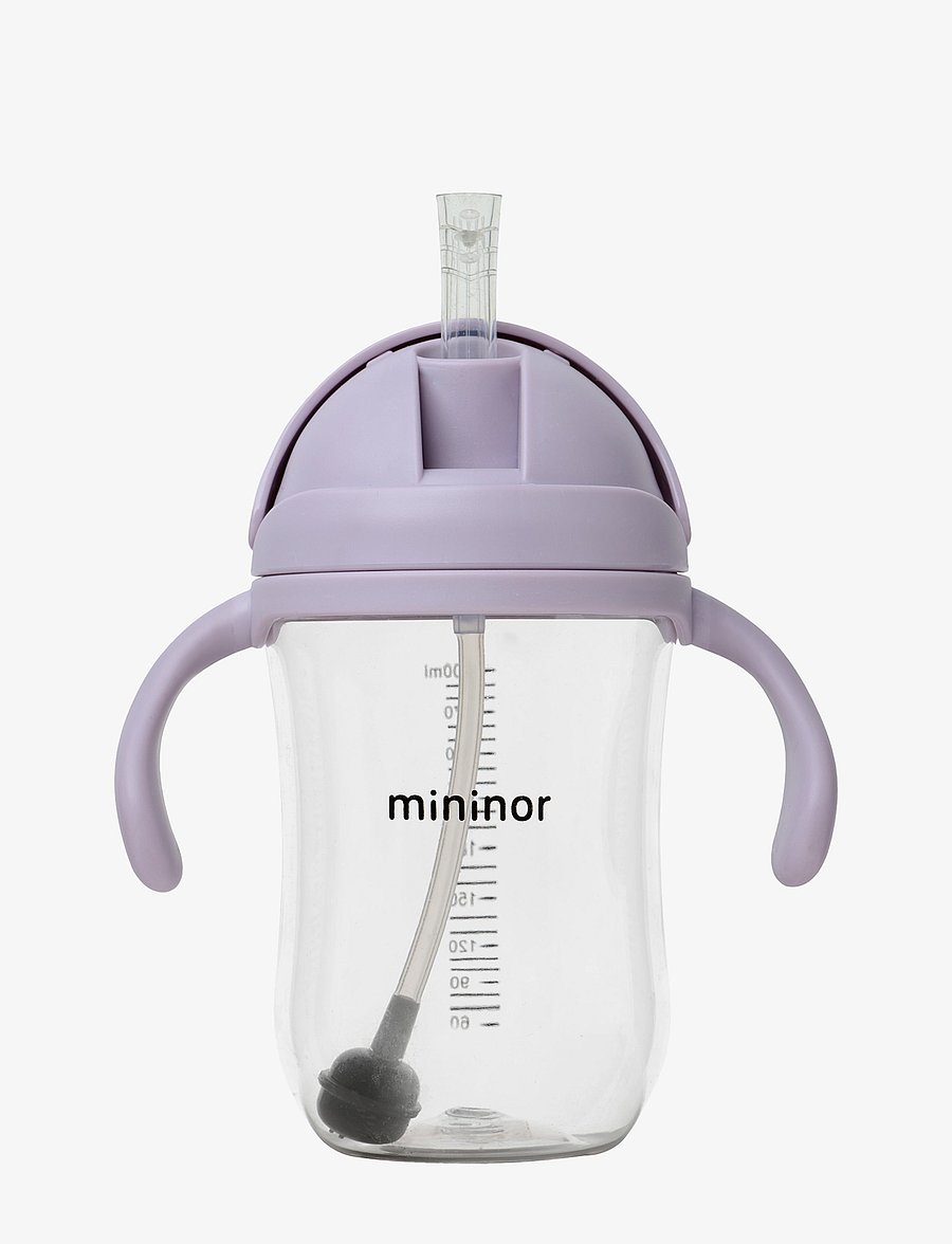 Mininor - Straw Bottle Tritan - schnabeltassen - lilac flower - 1