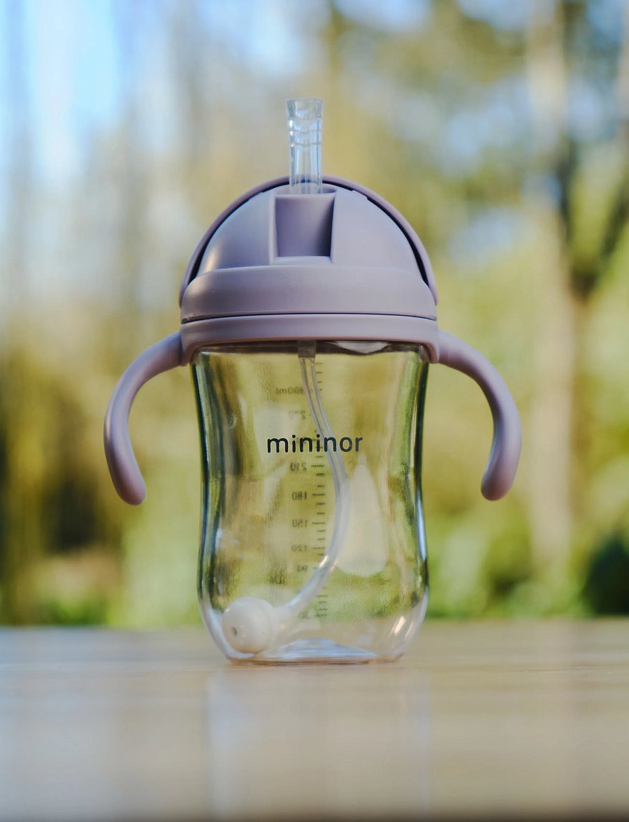 Mininor - Straw Bottle Tritan - schnabeltassen - lilac flower - 0