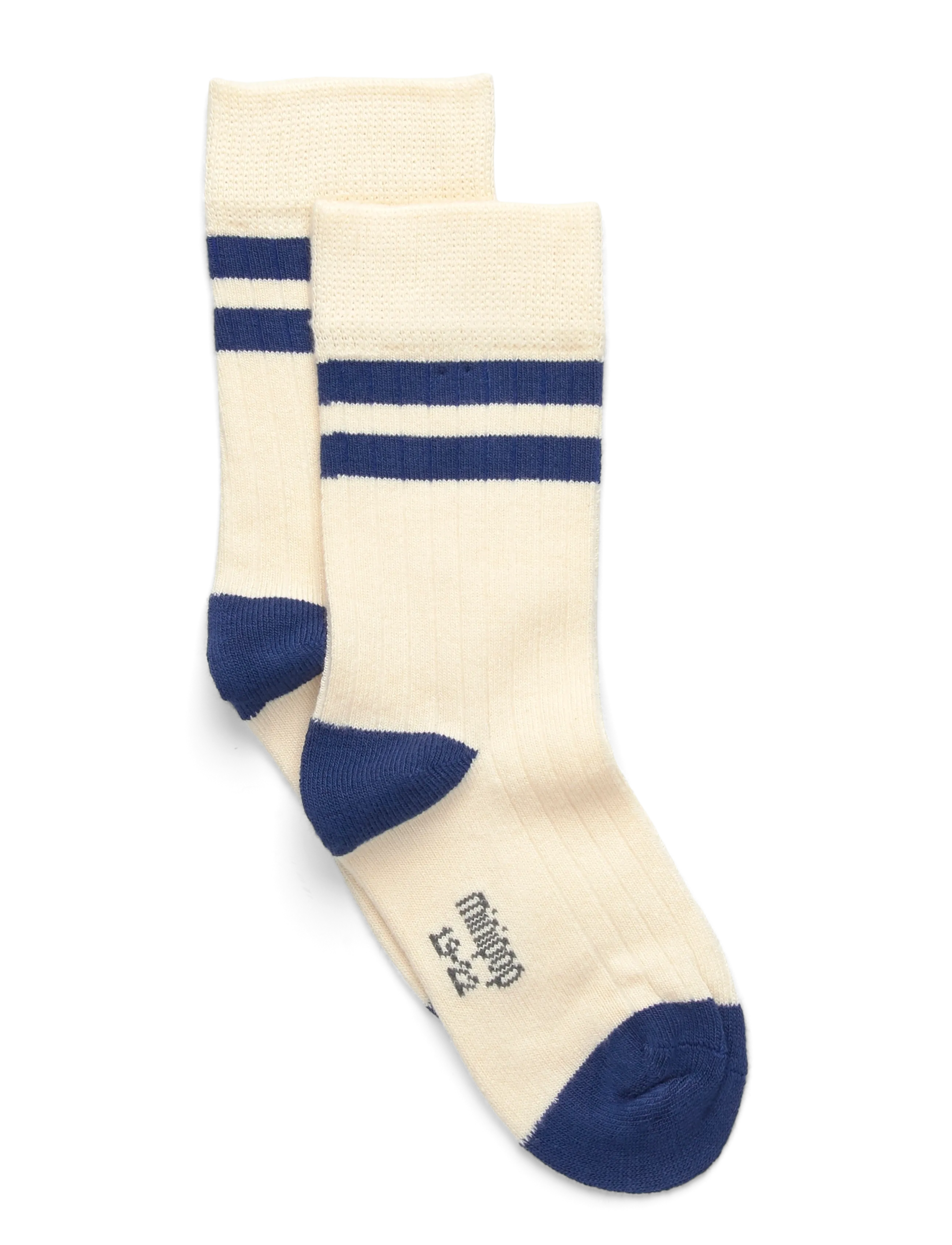 MiniPop® Bamboo Socks Sport - OFF WHITE/DEEP COBALT