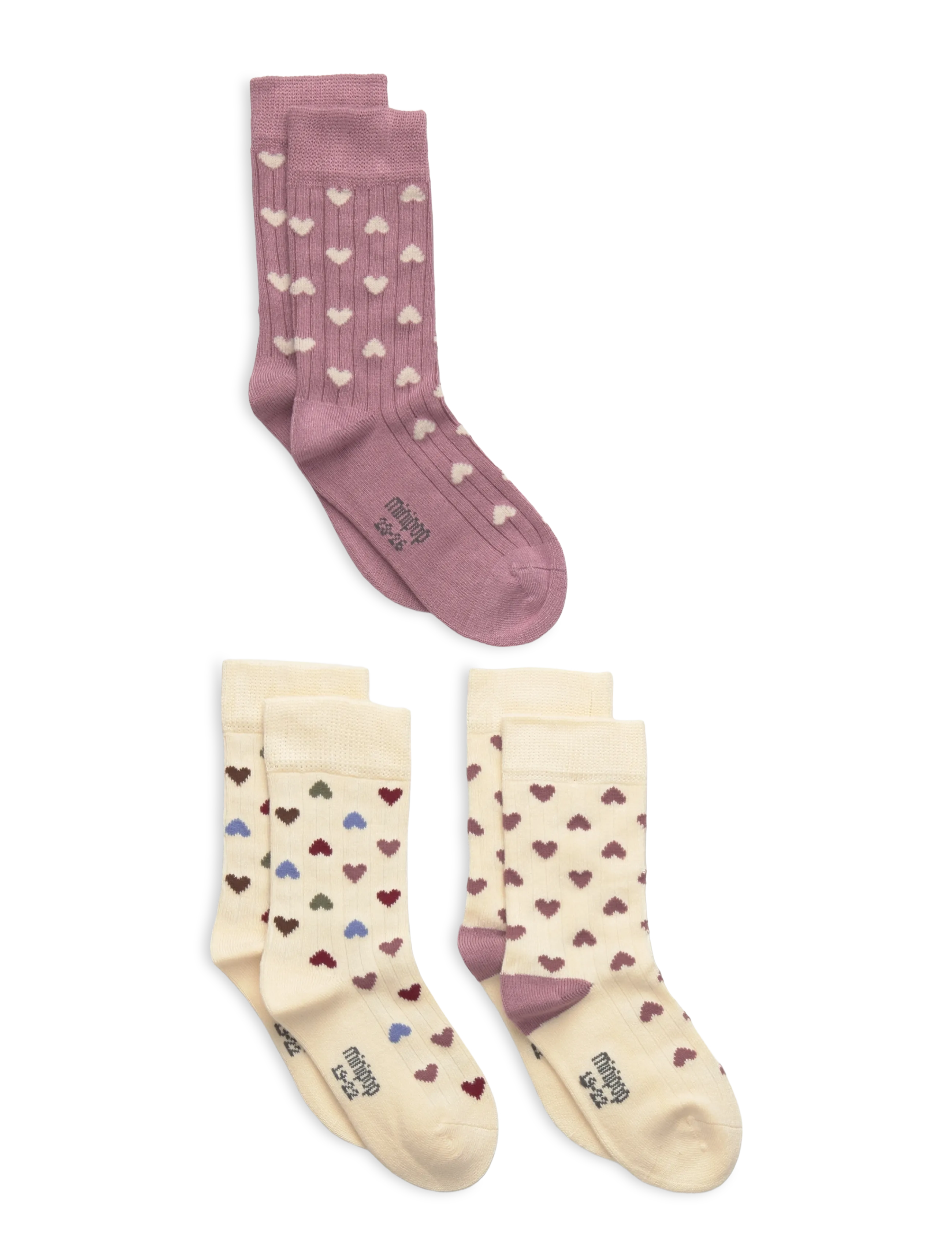 minipop MiniPop® Season Bamboo Socks 3 Pcs - minipop - HEART MIX / pink/rose