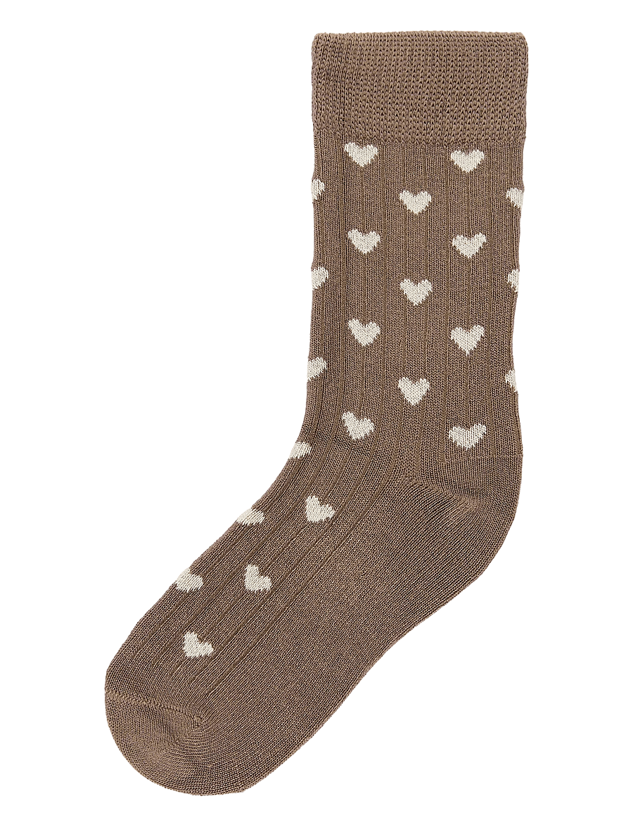minipop - MiniPop Bamboo Heart Socks - sokid - chocolade brown/off white - 0