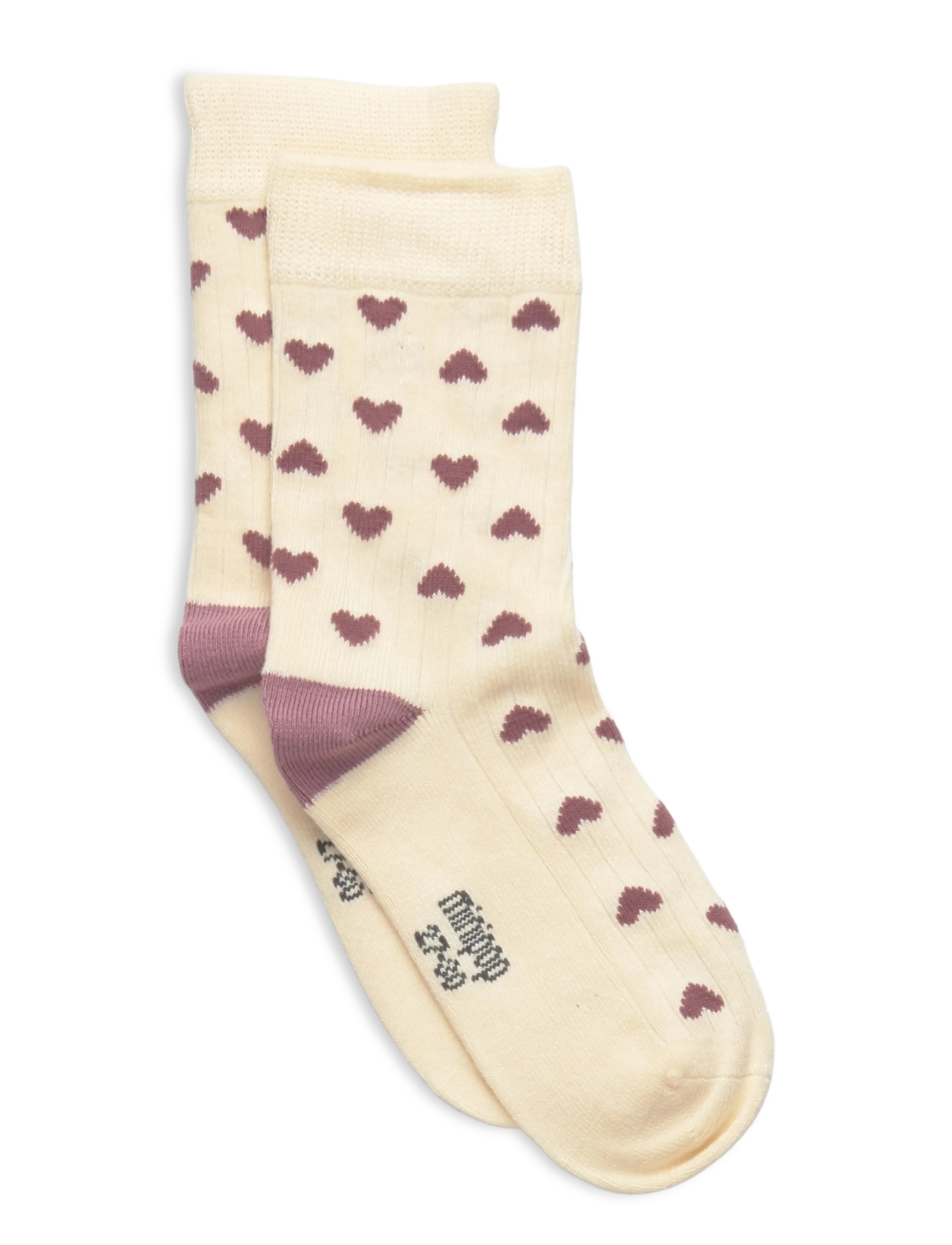 minipop Bamboo Heart Socks, Børn, Hjertesokker, Cream, Str: 35/38