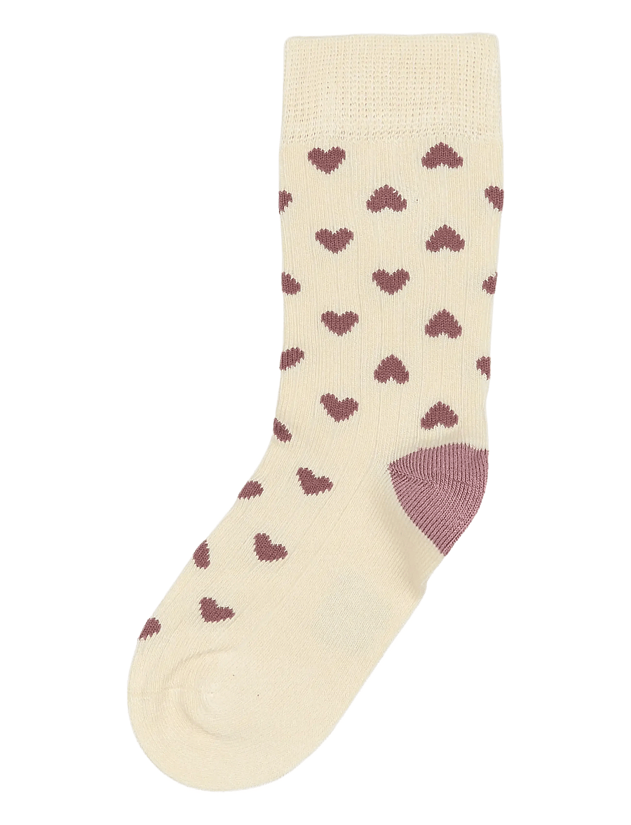 minipop - MiniPop Bamboo Heart Socks - strømper - off white/pale pink - 0