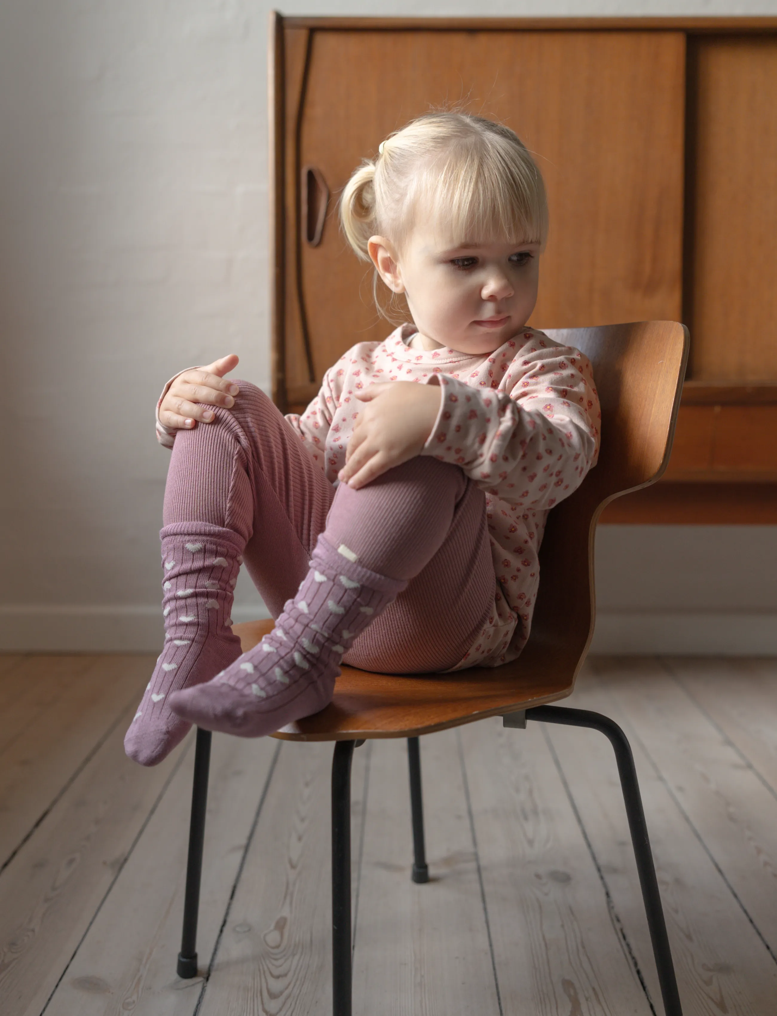 minipop Bamboo Heart Socks, Børn, Hjertesokker, Pink, Str: 19/22