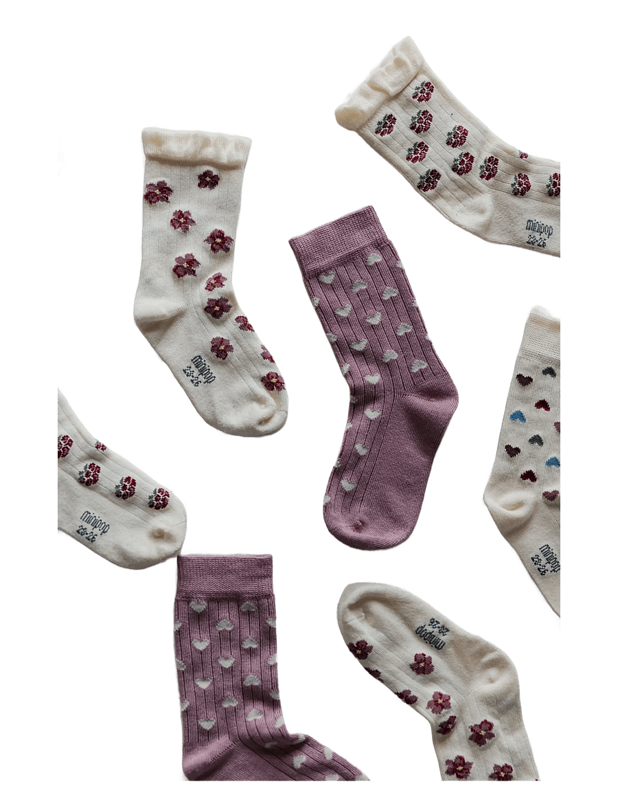 minipop - MiniPop Bamboo Heart Socks - strümpfe - pale pink/off white - 3