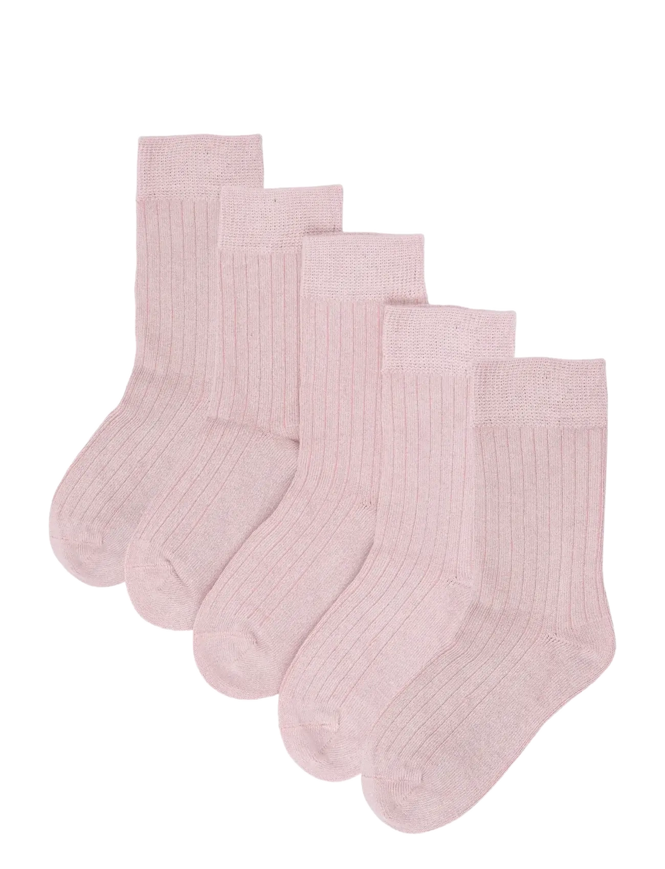 minipop Noos Bamboo Socks 5 Pack, Børn, Ribbede Strømper 5 Pak, Pink, Str: 35/38Y