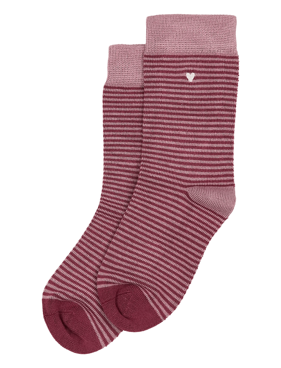 minipop - MPopMorse Bamboo Sock - bebisstrumpor - pale pink/burgendy - 0