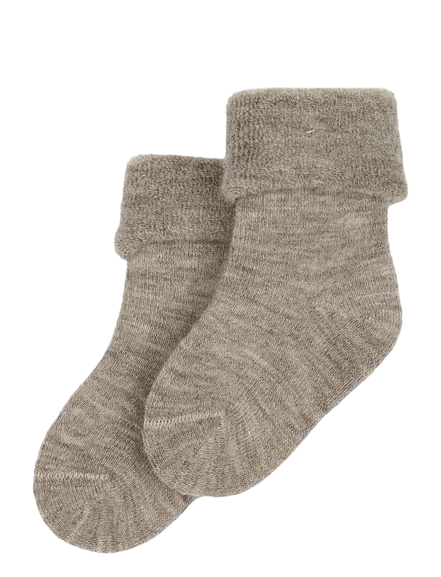 minipop - Minipop Wool Baby Sock - babysokker - brown melange - 0