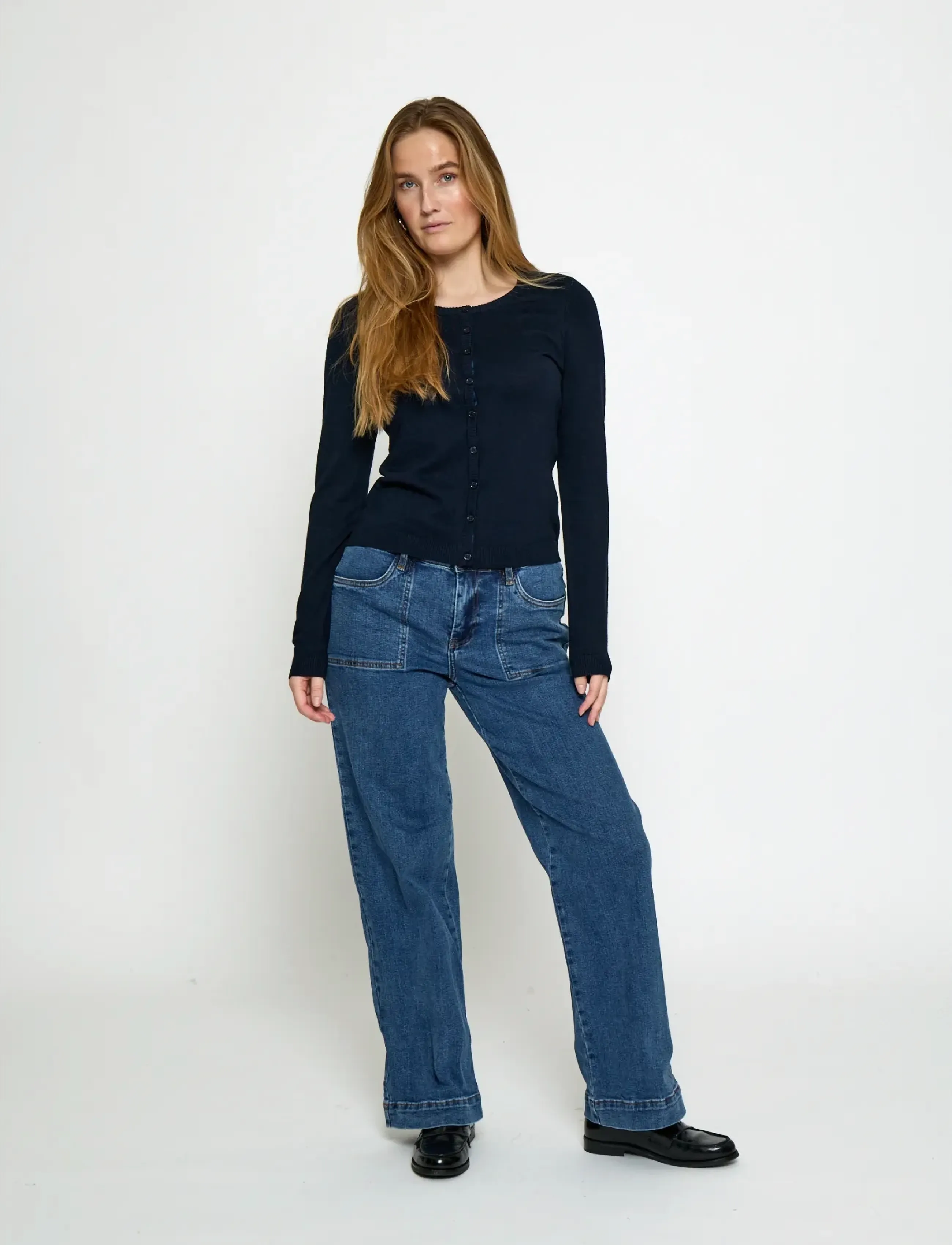 Minus - New Laura Cardigan - koftor - black iris solid - 4