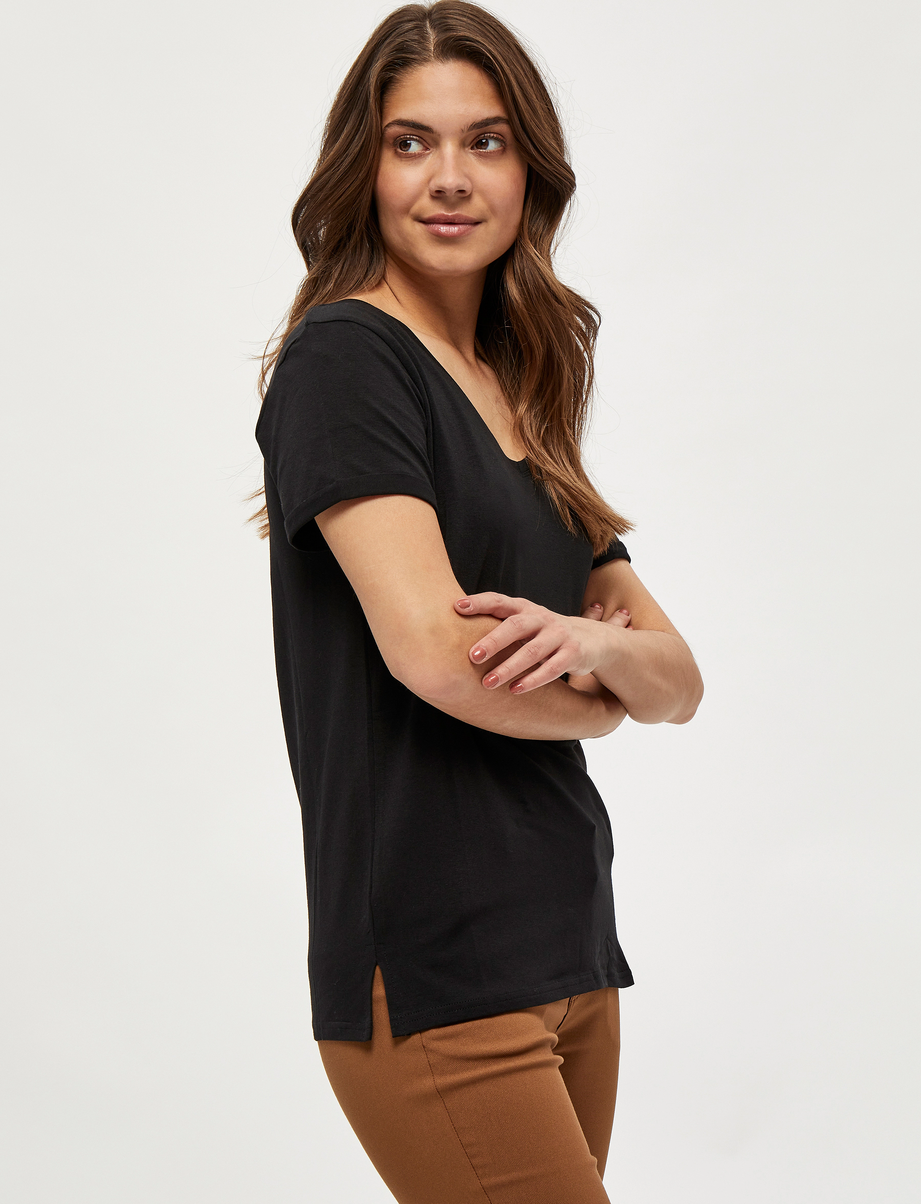 Minus Adele Tee, Kvinder, V-Hals T-Shirt, Sort, Str: XS