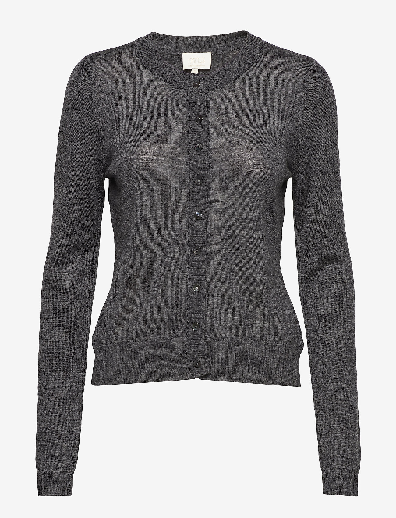Minus - Rose knit cardigan - dark grey melange - 0