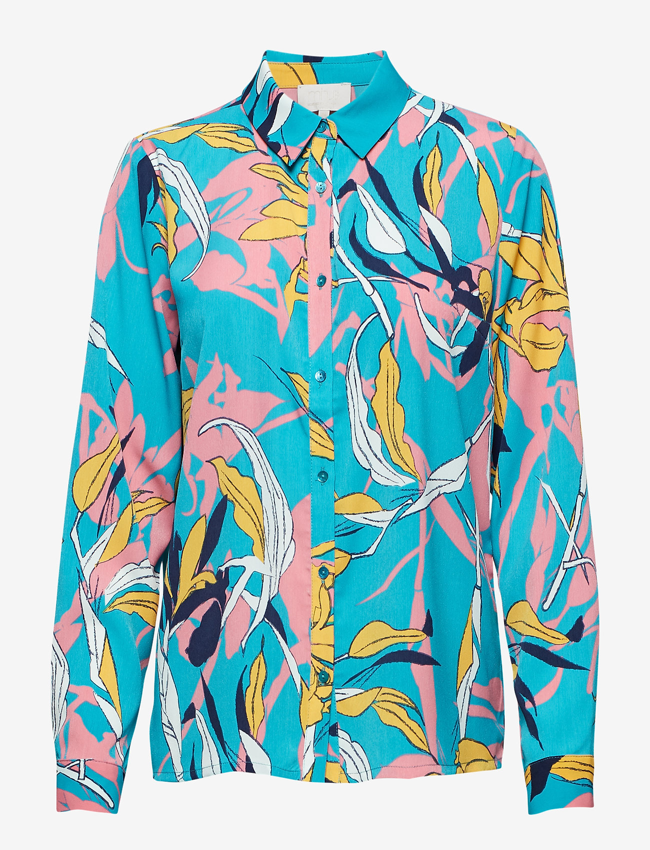 Minus - Caitlyn shirt - aqua blue twisted flower print - 1