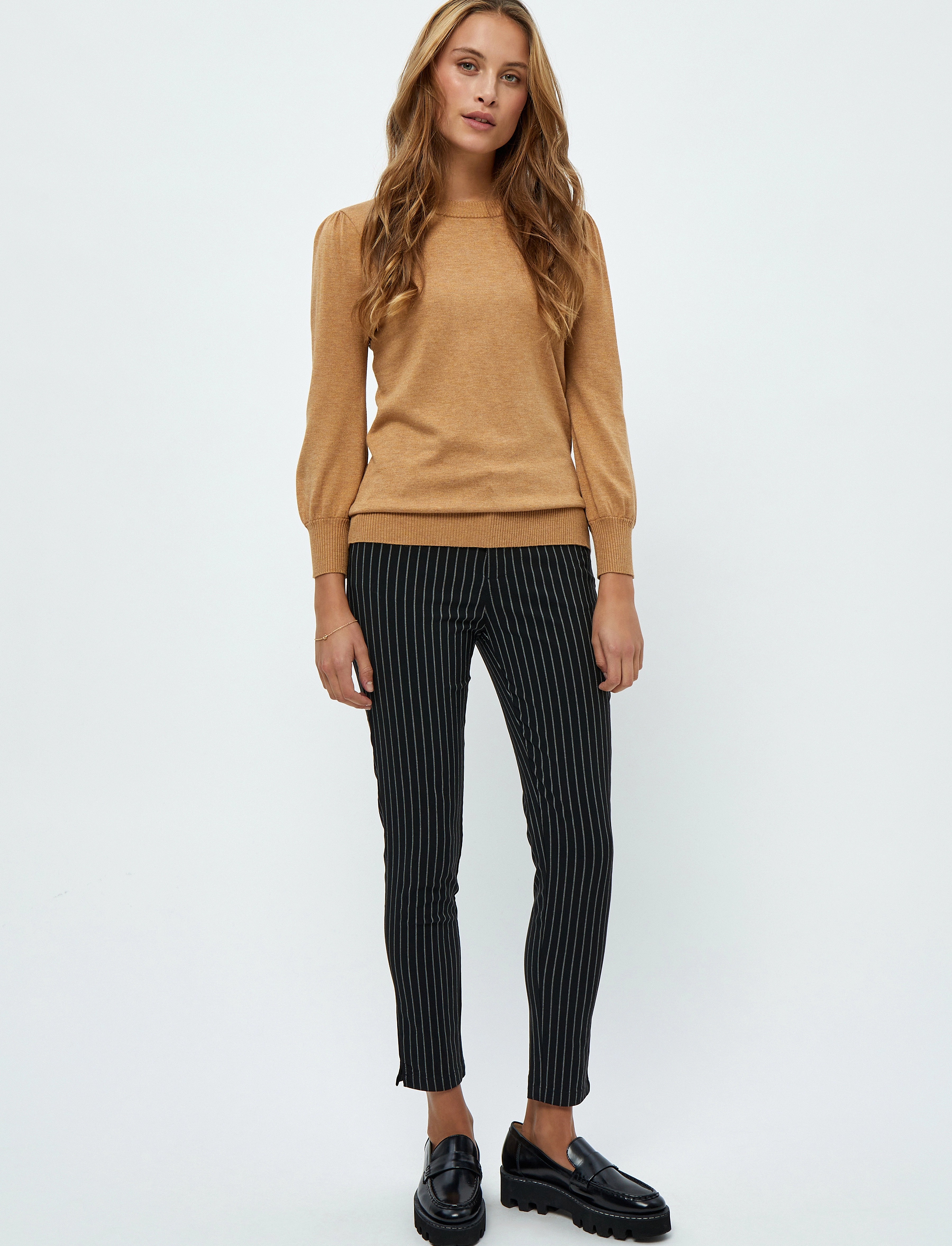 Minus - Carma Stribet 7/8 Bukser - grey pinstripe - 4